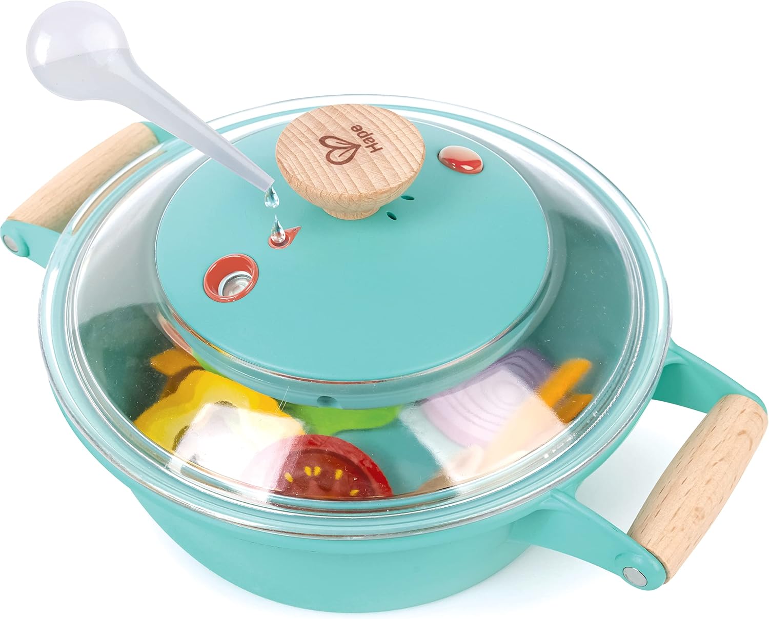 Hape Little Chef Cooking & Steam Playset  Cocina de juguete con comida de juego y accesorios, para niños a partir de 3 años