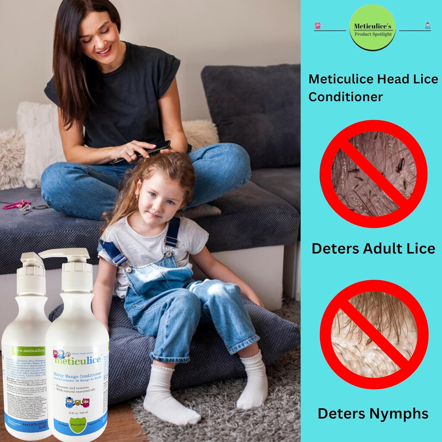 Meticulice – Acondicionador de prevención de piojos para la cabeza, no tóxico, extremadamente eficaz, repelente de piojos con aceites esenciales