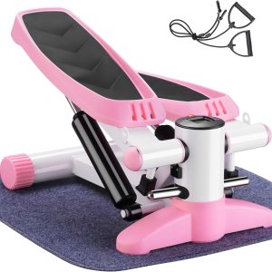 ZENOVA Steppers para ejercicio en casa Mini escalón portátil con banda de resistencia y alfombrilla de fitness Stepper para ejercicio cardiovascular