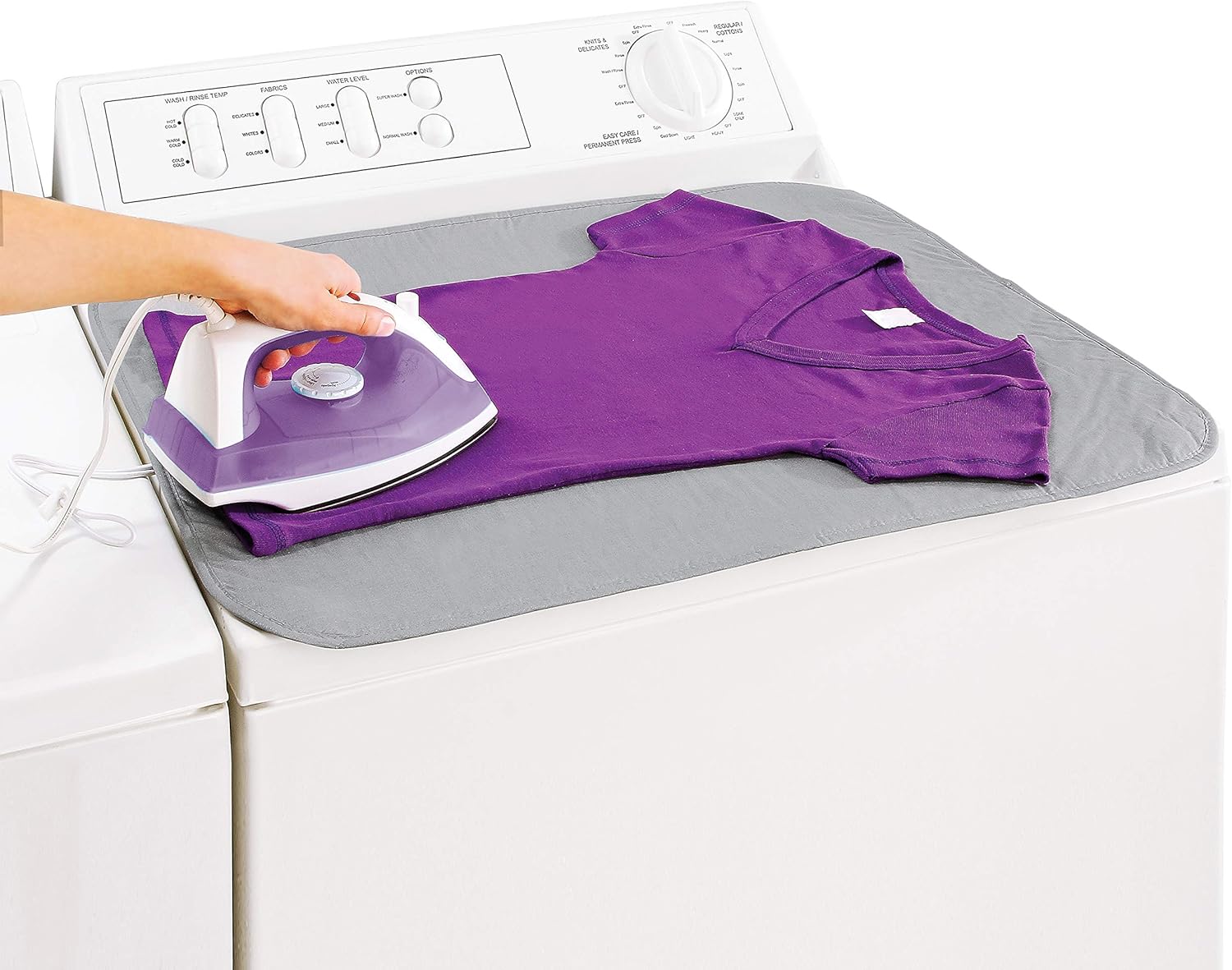 Simplify Alfombrilla de planchar con revestimiento de silicona  Plegable para almacenamiento  Uso en múltiples superficies  Resistente al calor, gris