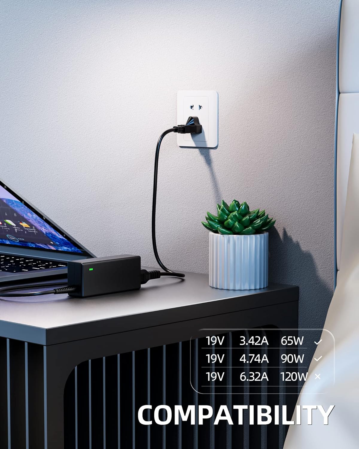 Cargador de CA de 90 W con certificación UL para Asus M1603Q M1603 X560UD Zenbook 15 UX533FD UX533FN K560UD VivoPC K20CD Cable adaptador de fuente