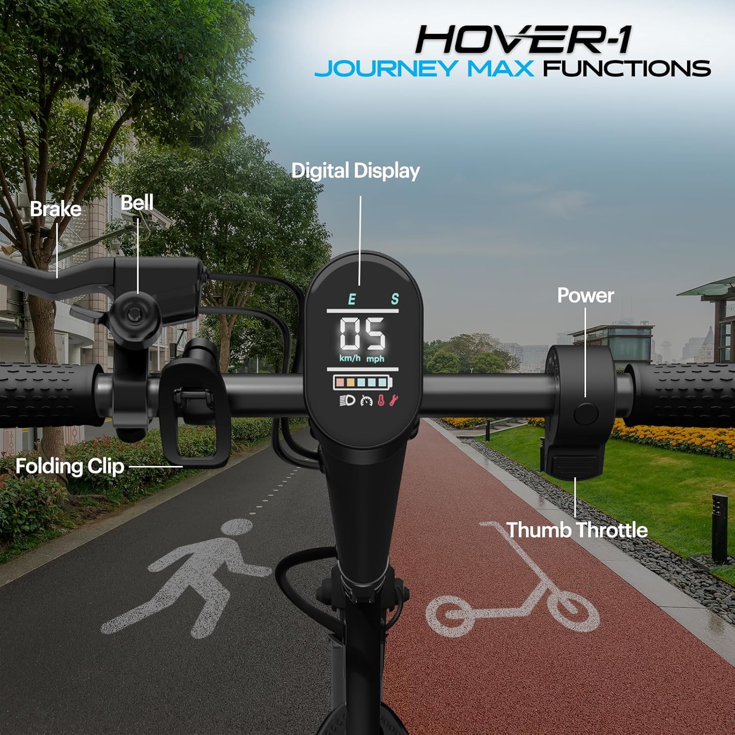 Hover-1 Journey 2.0 Max Scooter eléctrico plegable para adultos con motor sin escobillas de 350 W700 W, velocidad máxima de 15 a 19 mph, rango de 16