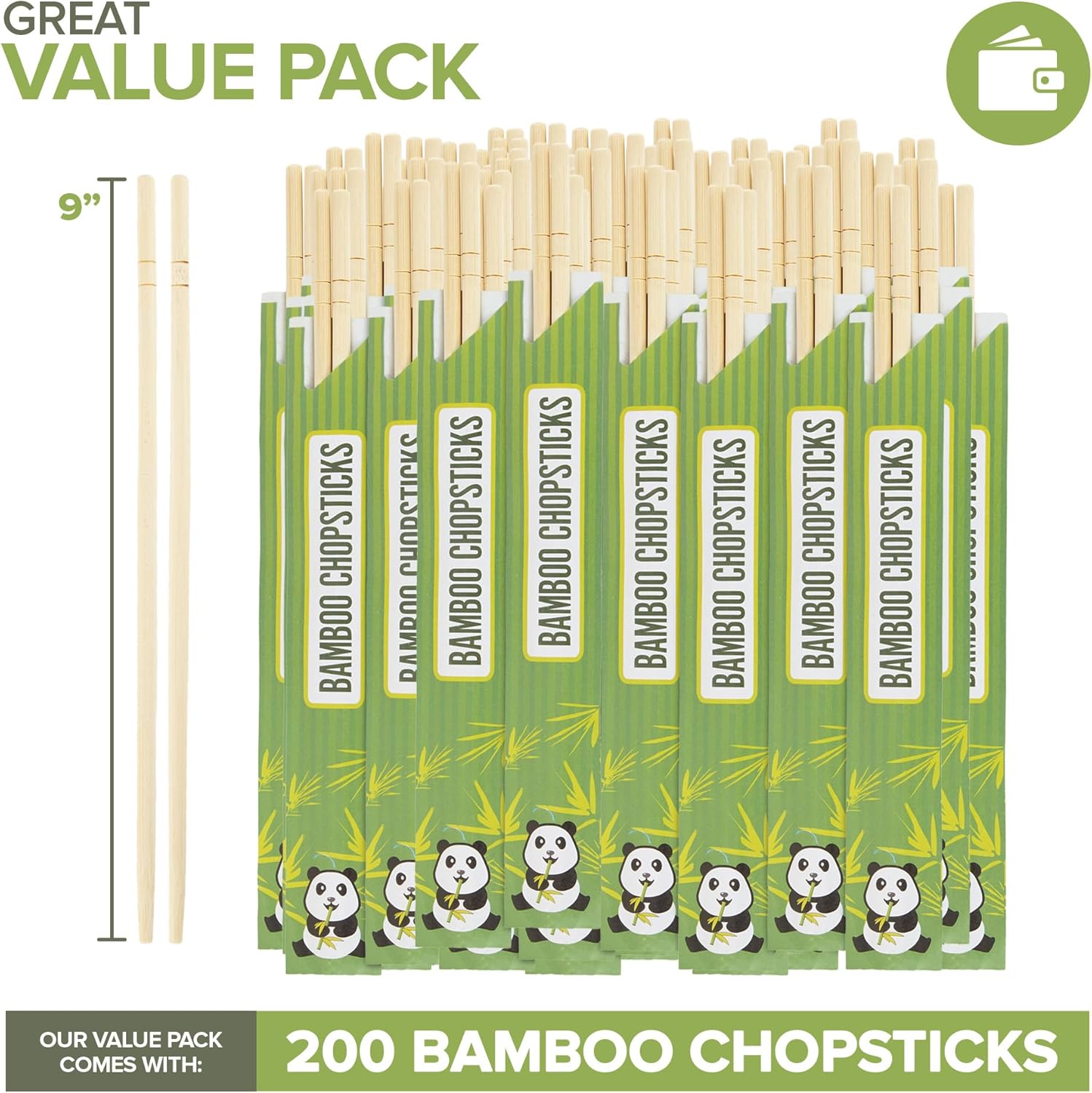 Stock Your Home Palillos desechables de bambú, palillos a granel (200 unidades), palillos de bambú separados para sushi, comida china, japonesa y