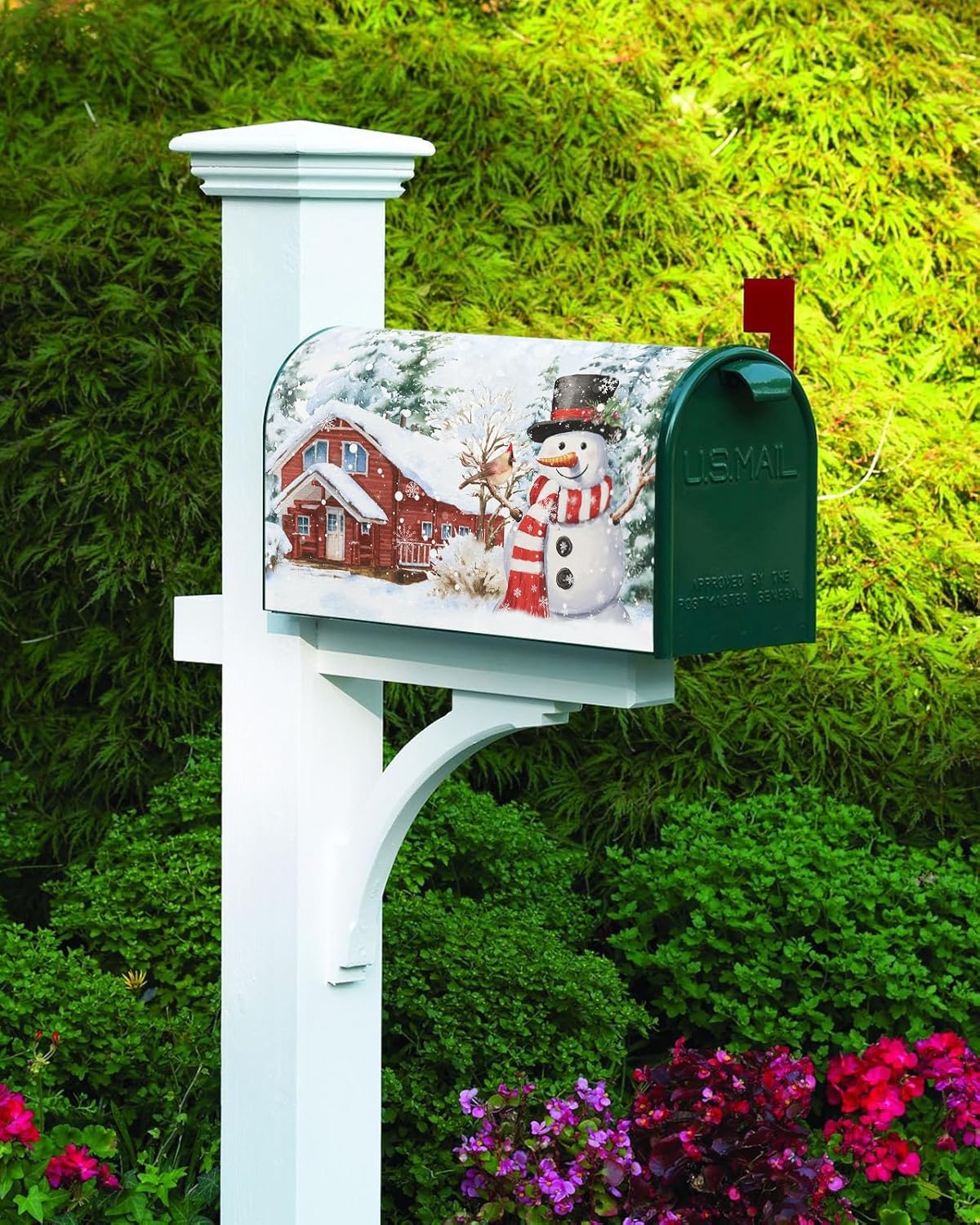 Funda magnética para buzón de buzón de muñeco de nieve, para invierno, árbol de Navidad, copos de nieve, para buzón, tamaño estándar, 18 x 21