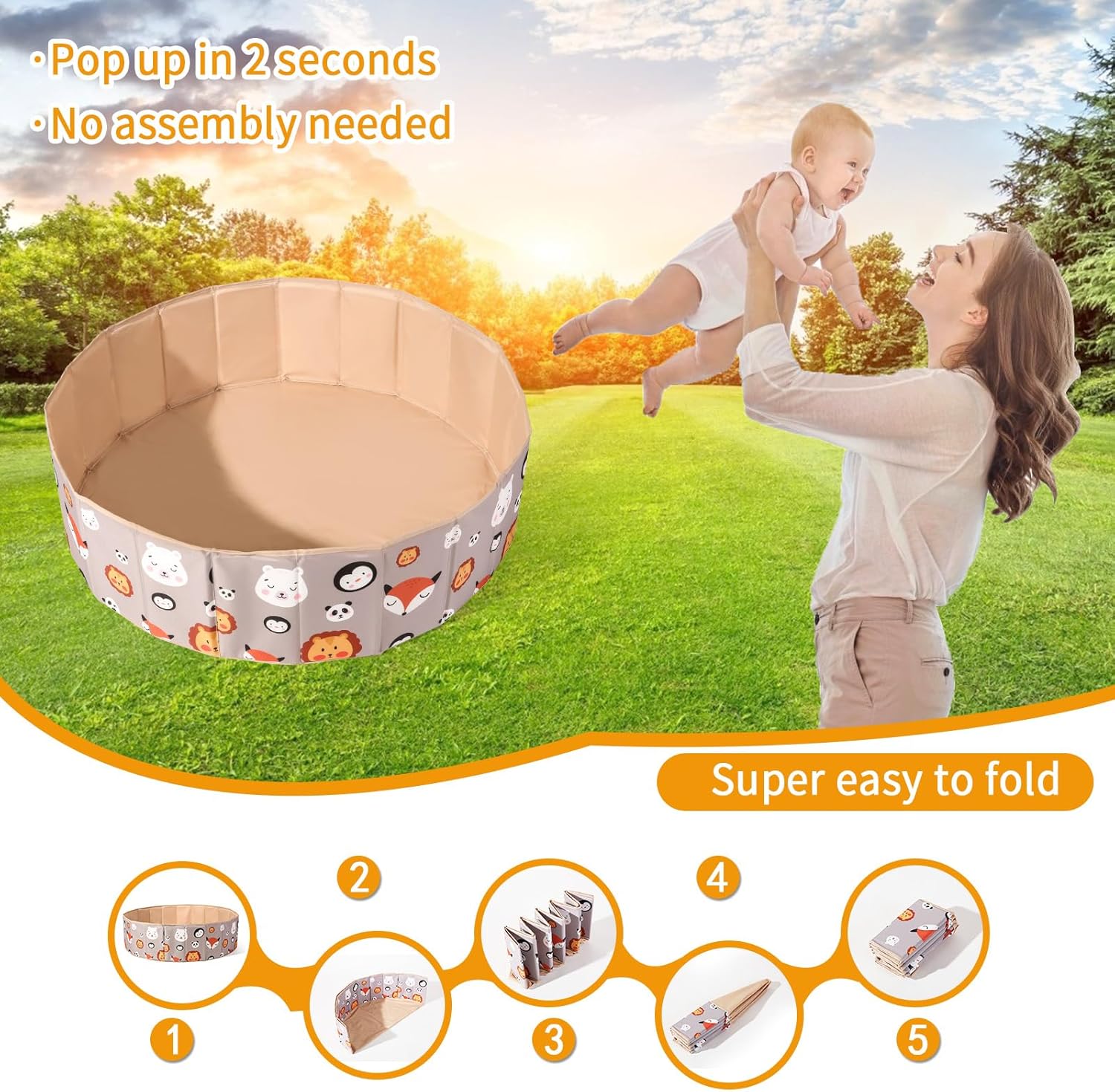 GOGOSO Pozo de pelotas para niños, perros y gatos, piscina para bebés y piscina plegable para niños pequeños, área de juego interior y exterior,
