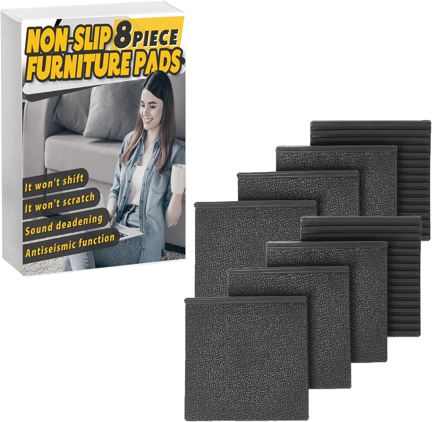 Almohadillas antideslizantes de goma reutilizables para muebles (juego de 8) que protegen los suelos de arañazos o dañossofá, silla, pies y cama