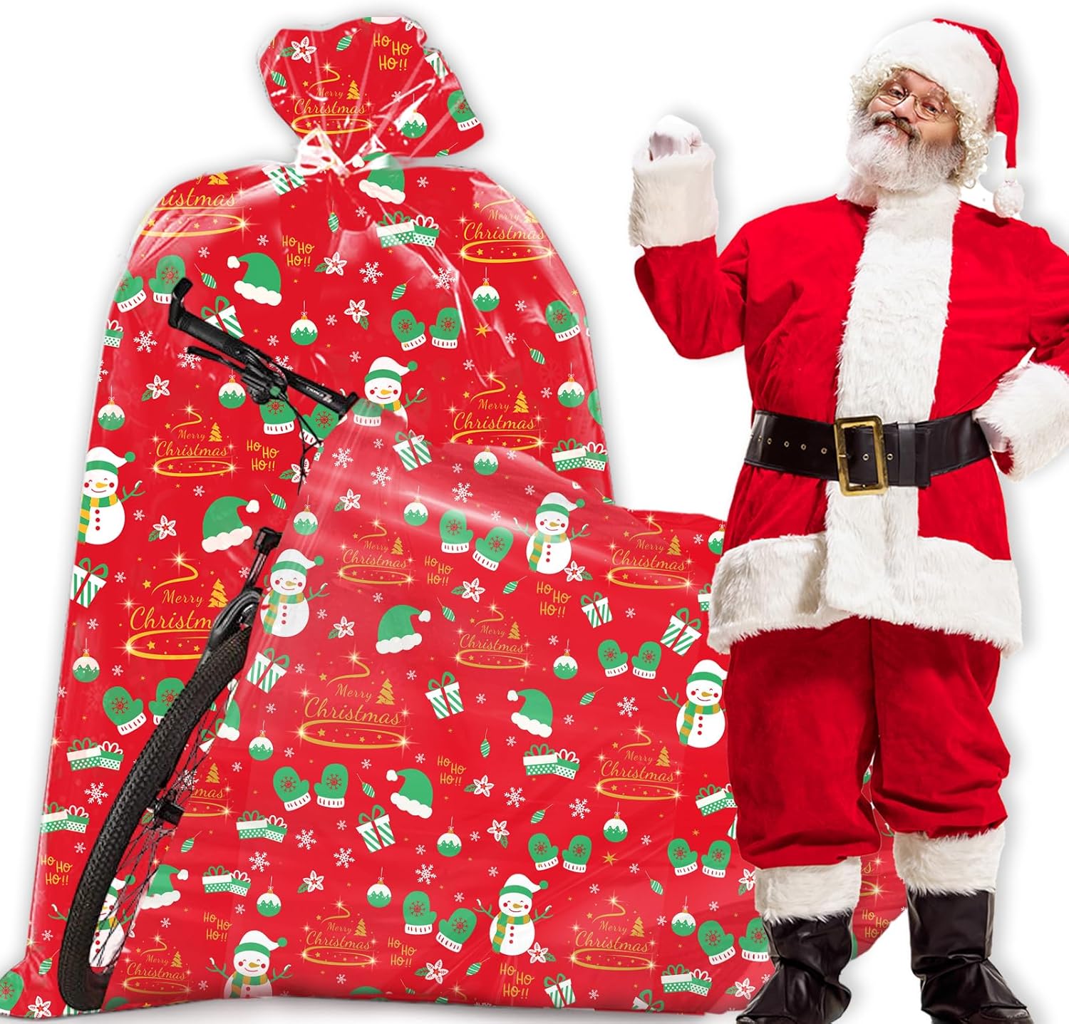 HYmoso Bolsas de regalo de Navidad extragrandes, 2 bolsas de regalo de bicicleta jumbo para regalos de Navidad gigantes de gran tamaño, bolsa de