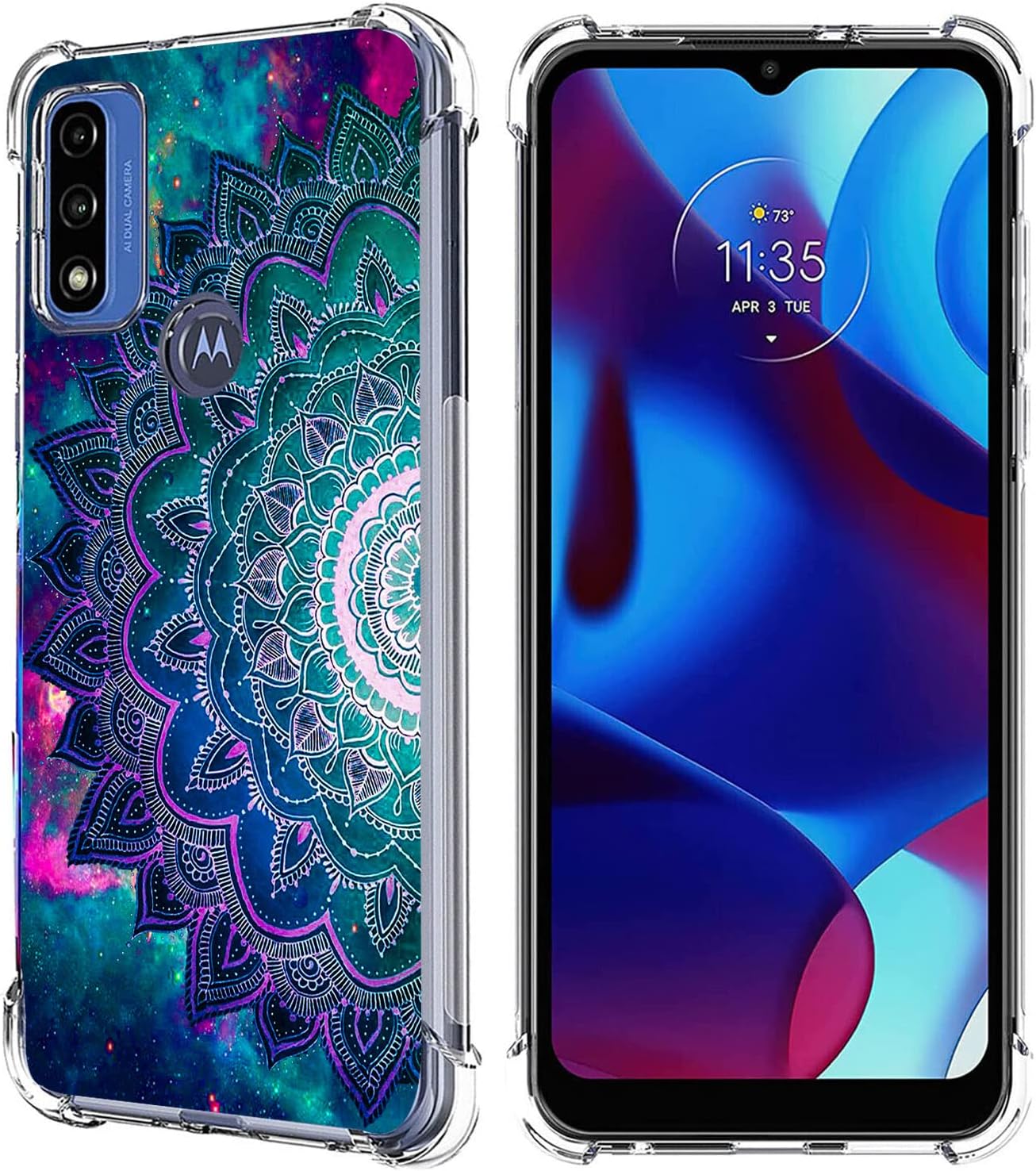 Beaucov Funda para Moto G PureMoto G Power 2022Moto G Play 2023, Mandala Flower Space Drop Protección a prueba de golpes Carcasa protectora de