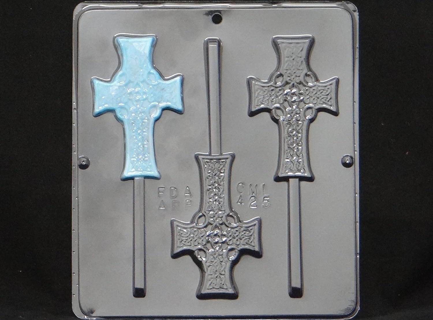 Molde plástico de caramelo de chocolate con piruleta Cruz celta religioso 425