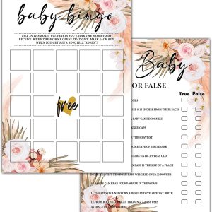 ISOVF 30 juegos de baby shower florales bohemios con 1 tarjeta de respuesta (5 x 7 pulgadas), 2 juegos de doble cara – Oh Baby True o False & Baby ISOVF 30 juegos de baby shower florales bohemios con 1 tarjeta de respuesta (5 x 7 pulgadas), 2 juegos de doble cara – Oh Baby True o False & Baby