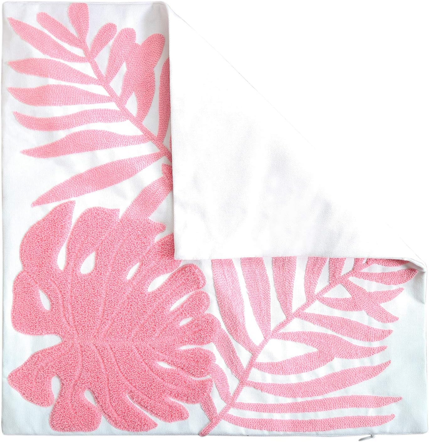 Funda de almohada bordada de 18 x 18 pulgadas, decoración del hogar, funda de almohada de suelo para sofá, silla, 100% algodón, con lazo bordado de