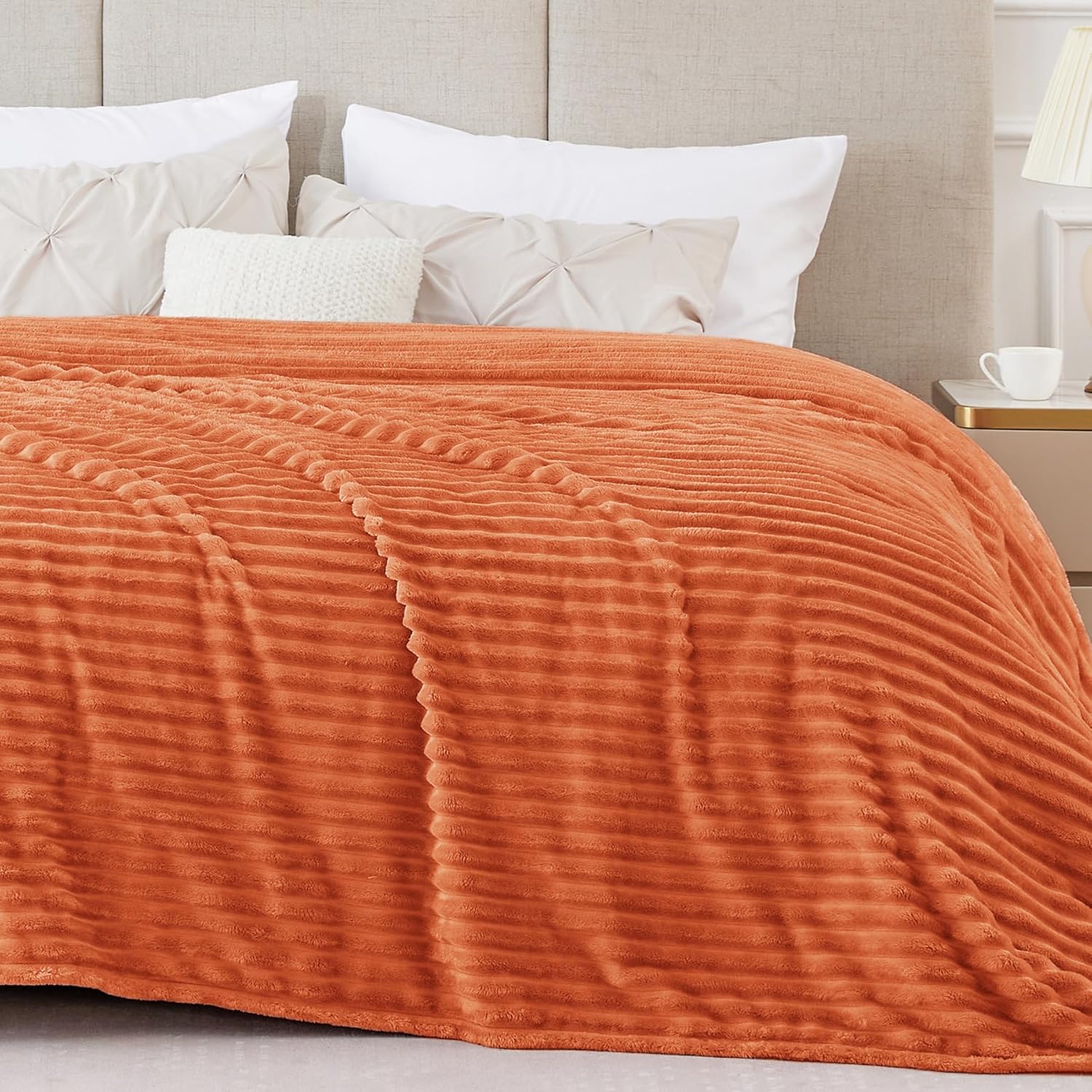 BEDELITE Manta de forro polar tamaño King  Manta decorativa jacquard acanalado 3D suave y cálida  acogedora, esponjosa, esponjosa, ligera de felpa