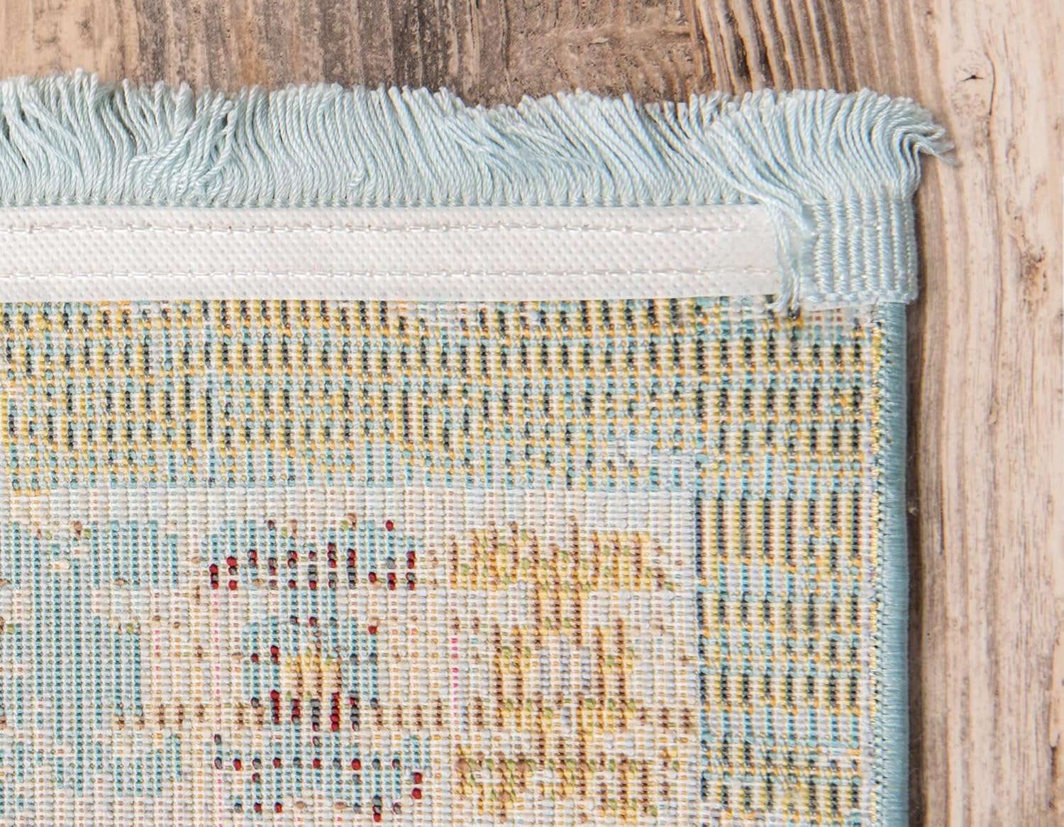 Tapete abstracto Unique Loom, colección Estrella, moderno, multiárea, Polipropileno, celesteturquesa