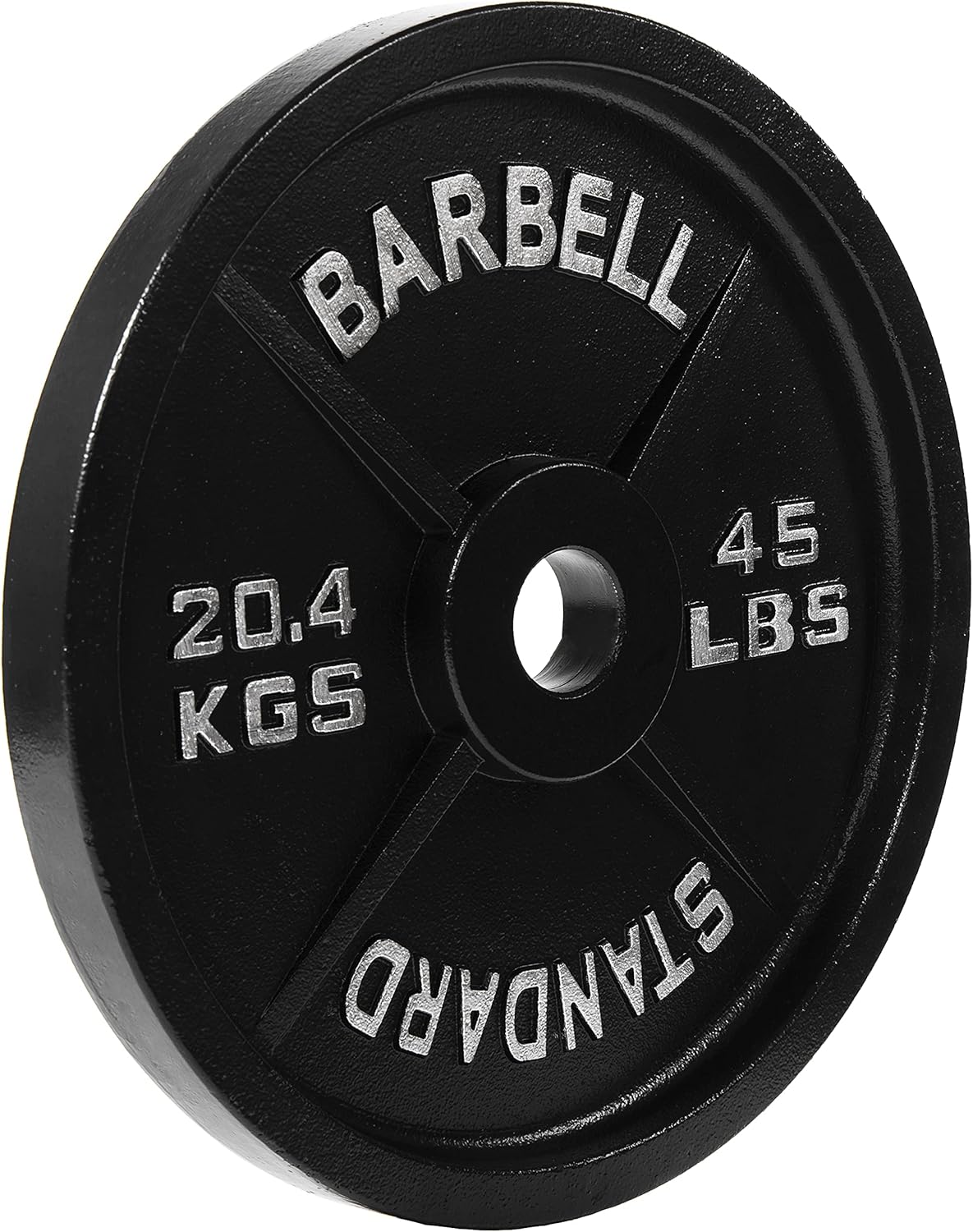 Signature Fitness Placa de peso de hierro fundido para entrenamiento de fuerza y levantamiento de pesas, estándar u olímpico, varios tamaños