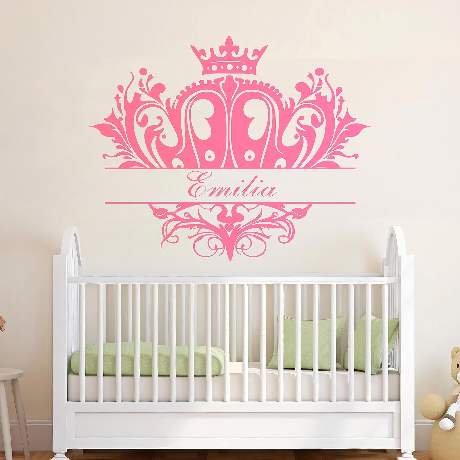 Pegatina de Vinilo Personalizada para Piso y Pared de Boda con Nombres Personalizados y Diseño de Corona – Adhesivo Versátil para Pista de Baile de