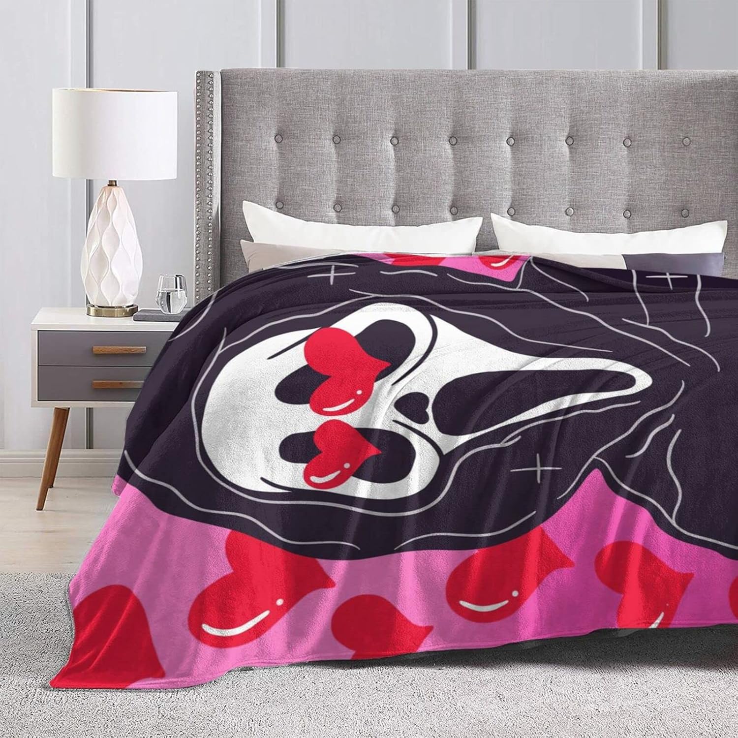 Manta de película de terror de Halloween, manta de cara de fantasma, ligera y cálida, manta de franela ultrasuave y cómoda, manta de forro polar de