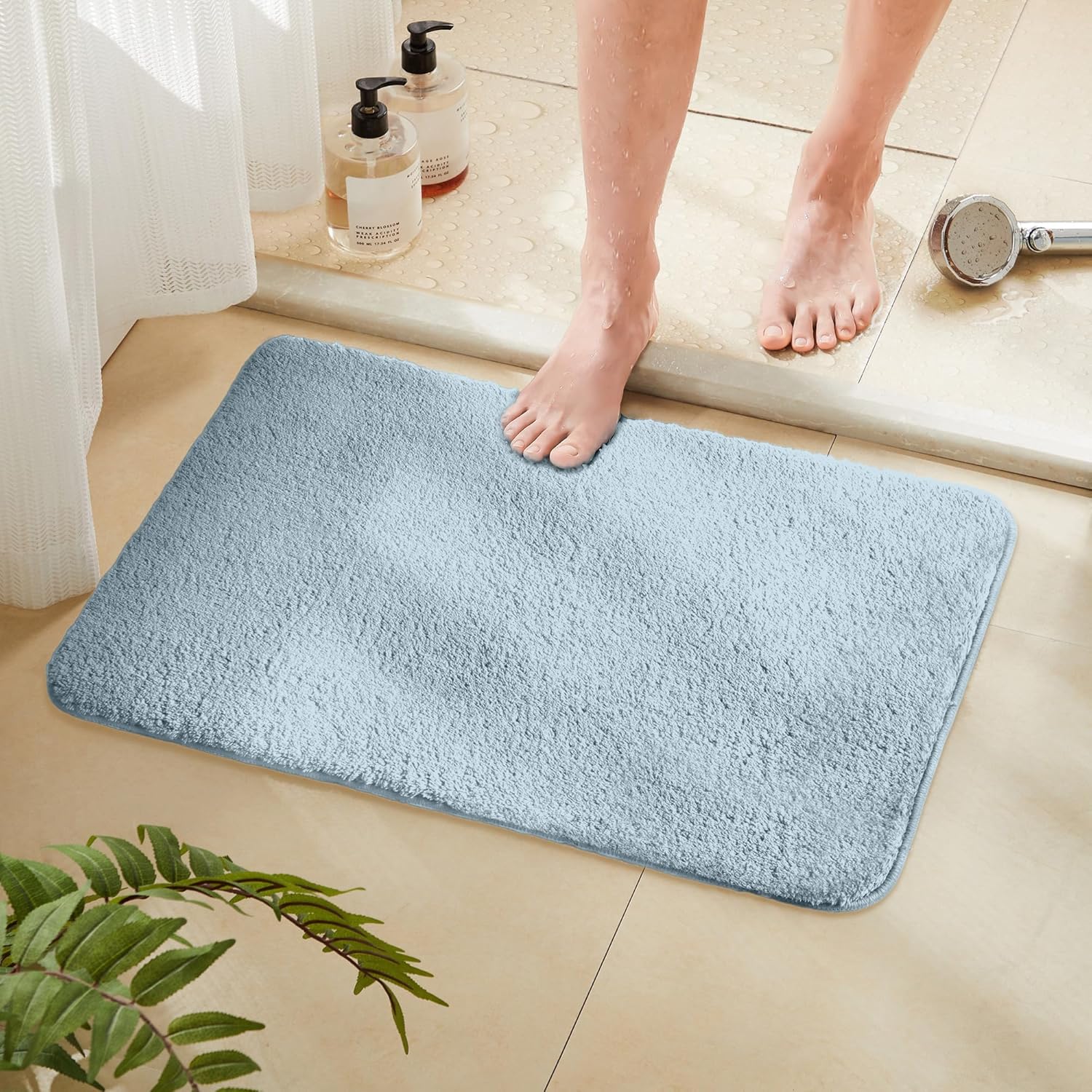 TECHMILLY Alfombras de baño súper suaves, absorbentes, gruesas, antideslizantes, de secado rápido, lavables a máquina, para suelo de baño, bañera y