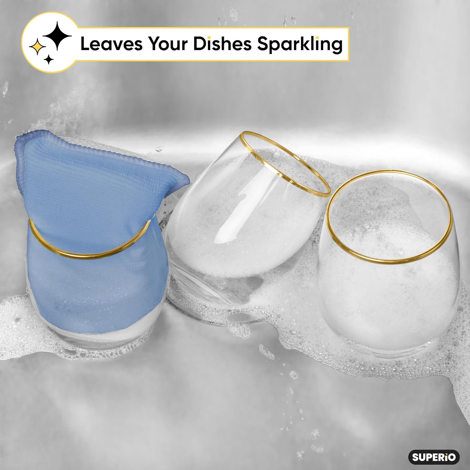 Superio Miracle – Esponjas de microfibra para cocina, antiarañazos, limpieza multiusos de platos, ollas, sartenes y encimeras, lavable a máquina,