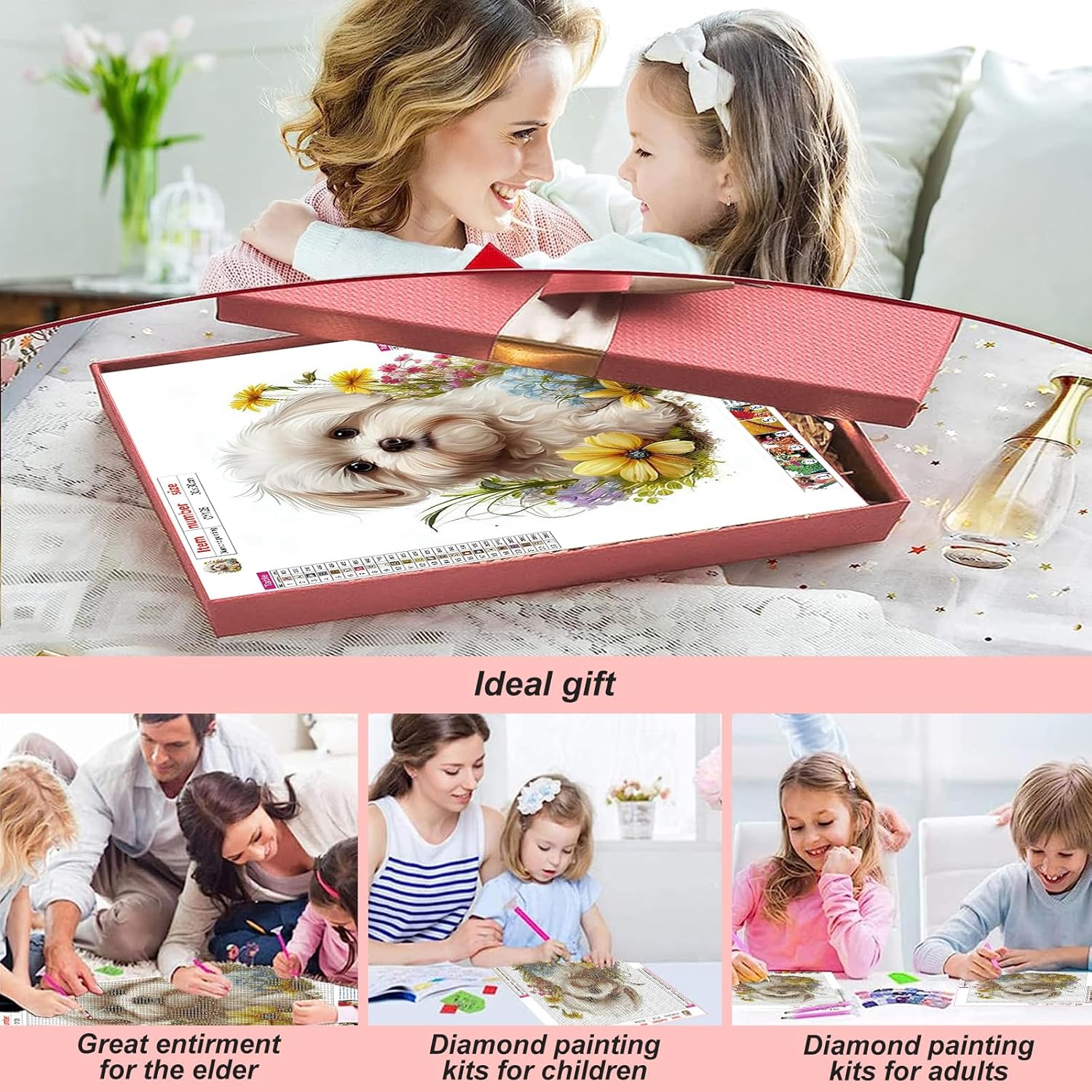 Stalente Kits de pintura de diamantes para adultos, kits de arte de diamantes 5D para principiantes, pintura de diamante redonda para decoración de