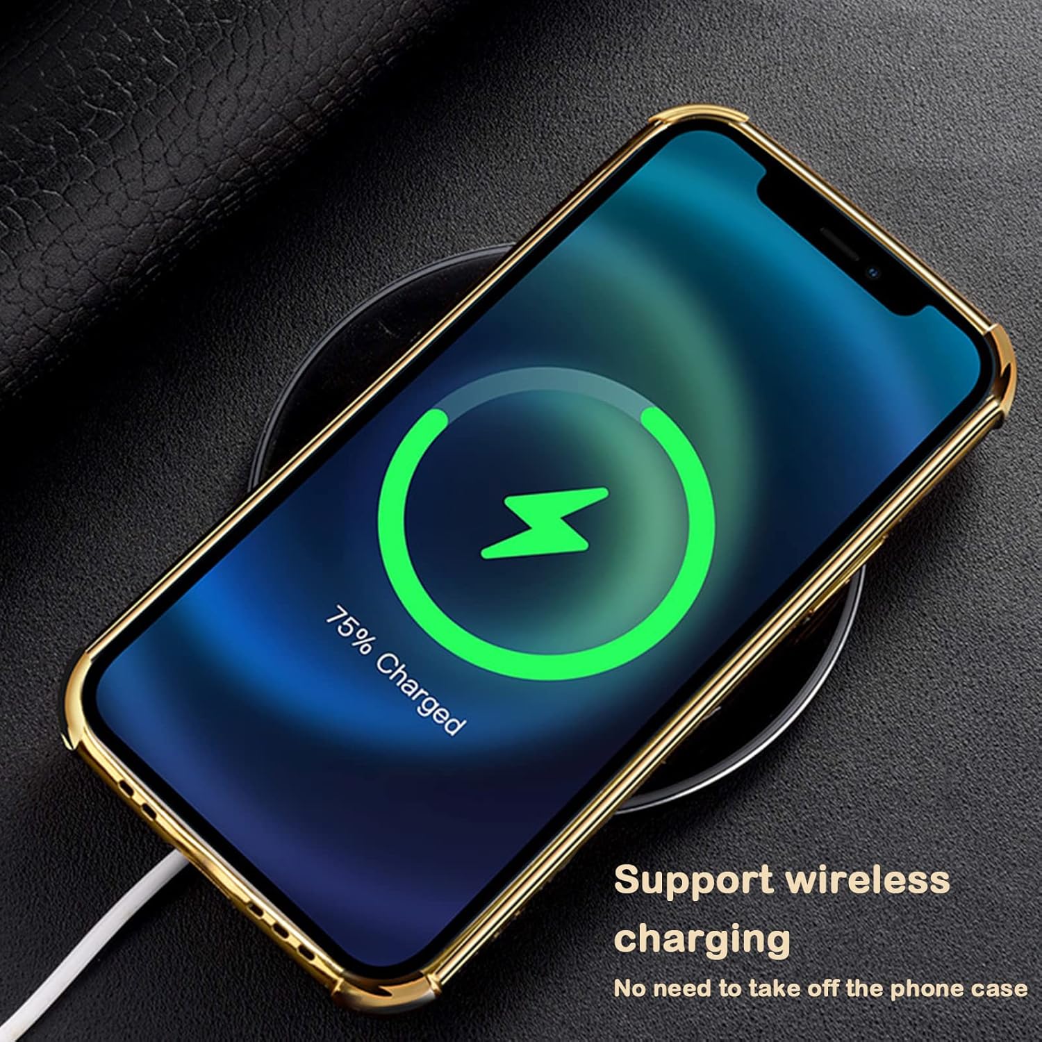 aowner Funda para iPhone 15 con soporte de anillo de 360 , funda de cuero con patrón de cocodrilo de lujo, parachoques dorado, a prueba de golpes,