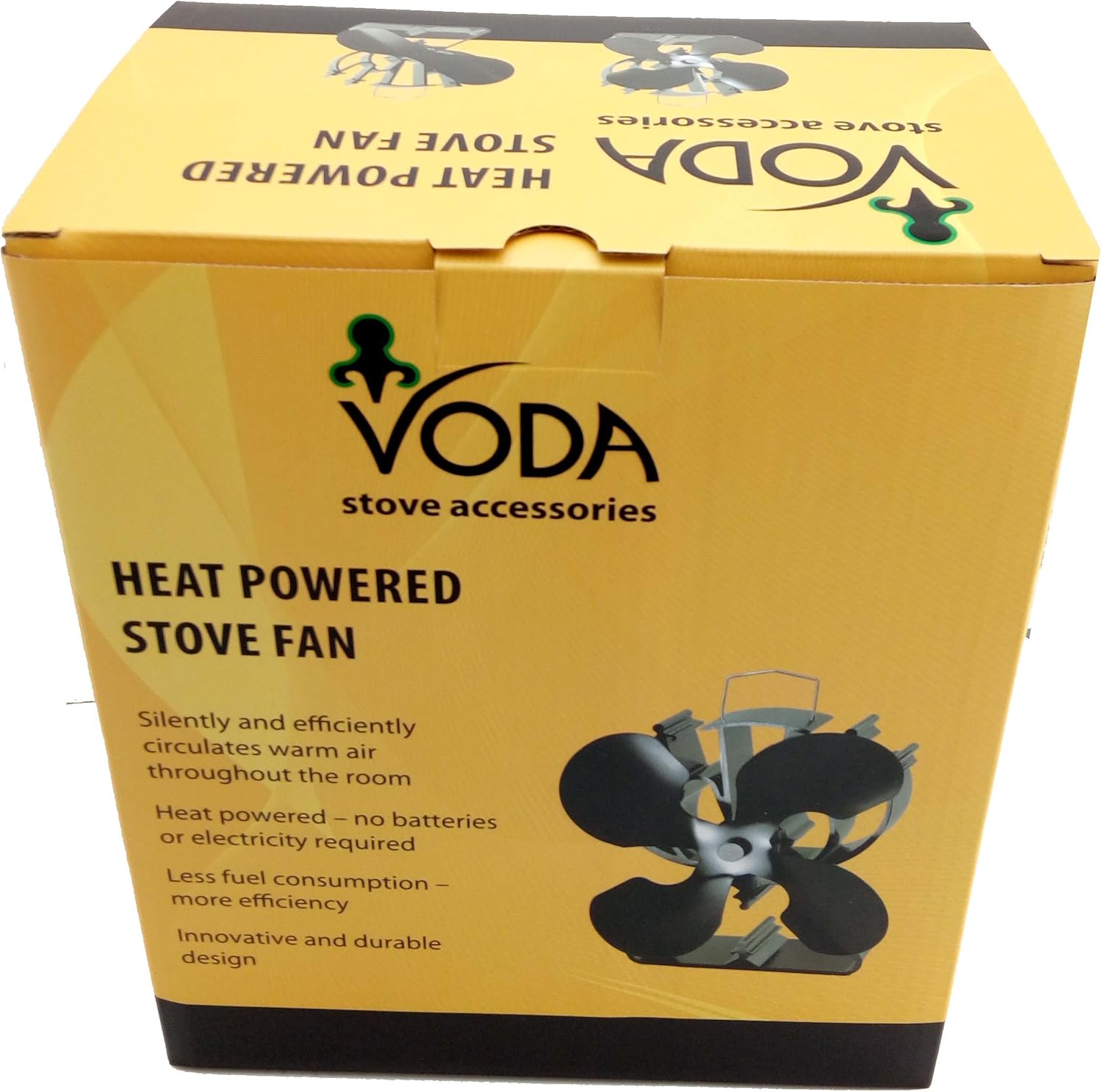 Ventilador de estufa de 4 cuchillas para leñaquemador de troncoschimenea aumenta un 80% más de aire caliente que 2 cuchillas ventilador  respetuoso