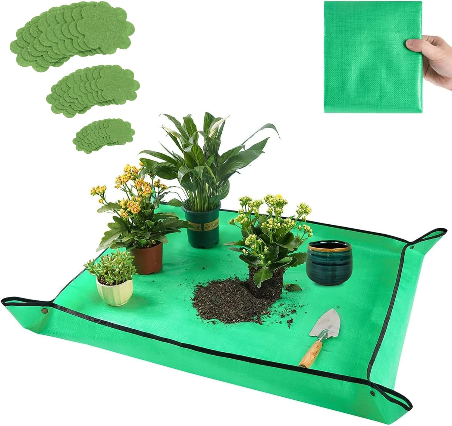 Tapete de trasplante grueso para trasplante de plantas de interior y control de desorden del suelo, tapete plegable para macetas para plantas
