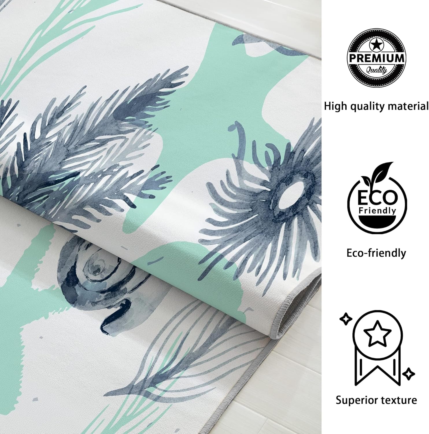 Tritard Alfombras Coastal Area Rugs – Alfombras náuticas con temática de playa, antideslizantes, lavables a máquina, modernas para sala de estar o