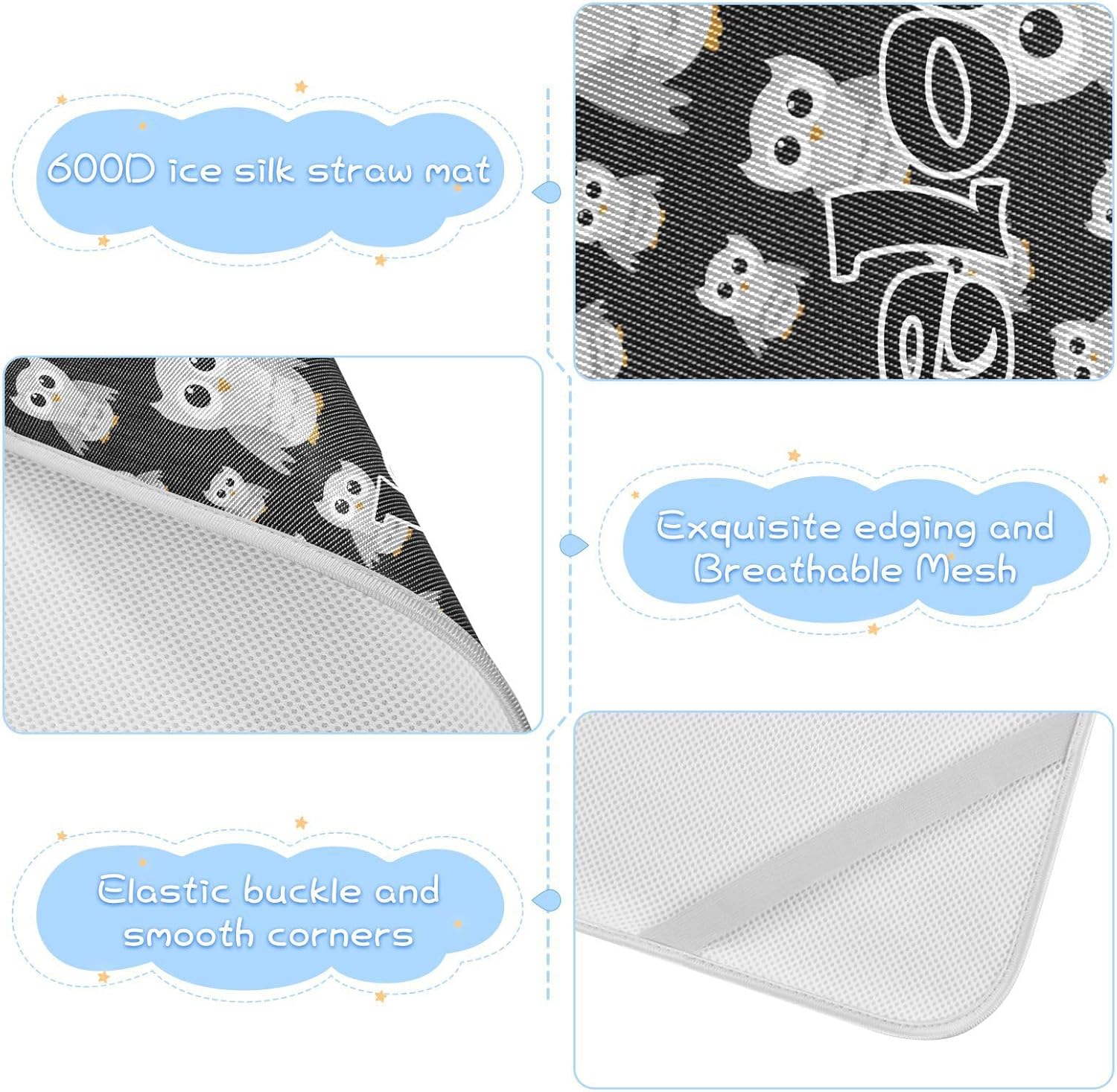 Custom Gray Owls Black Crib Mattress Protector Pad for Boys Girls Baby Ice Silk Mat Bed Pack and Play Sheets Cooling Mattress Topper for Toddler