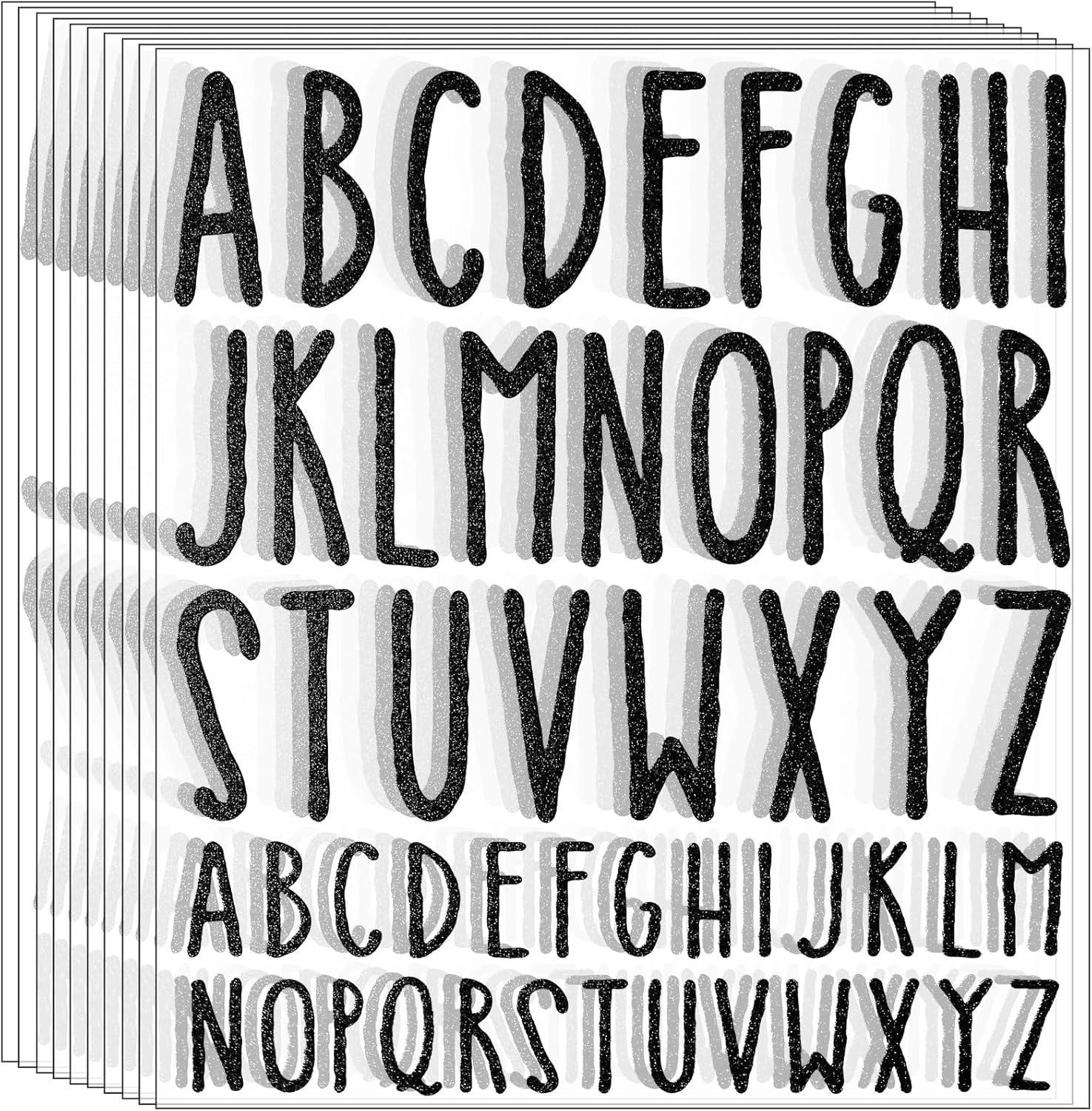 Waynoda Calcomanías de letra, 10 hojas de letras autoadhesivas, letras adhesivas del alfabeto mayúscula, letras para manualidades (negro, 1 pulgada,