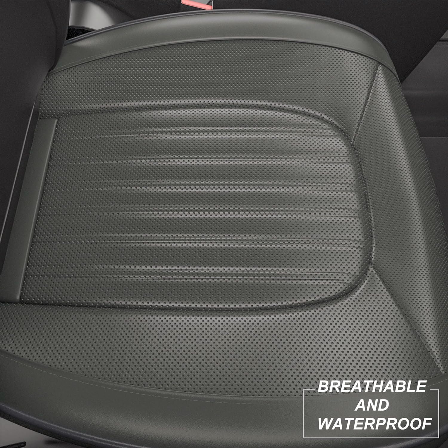 2 fundas ZC para asiento de automóvil, fundas de cojín para asiento delantero y inferior, piel de napa impermeable, antideslizantes y envolventes