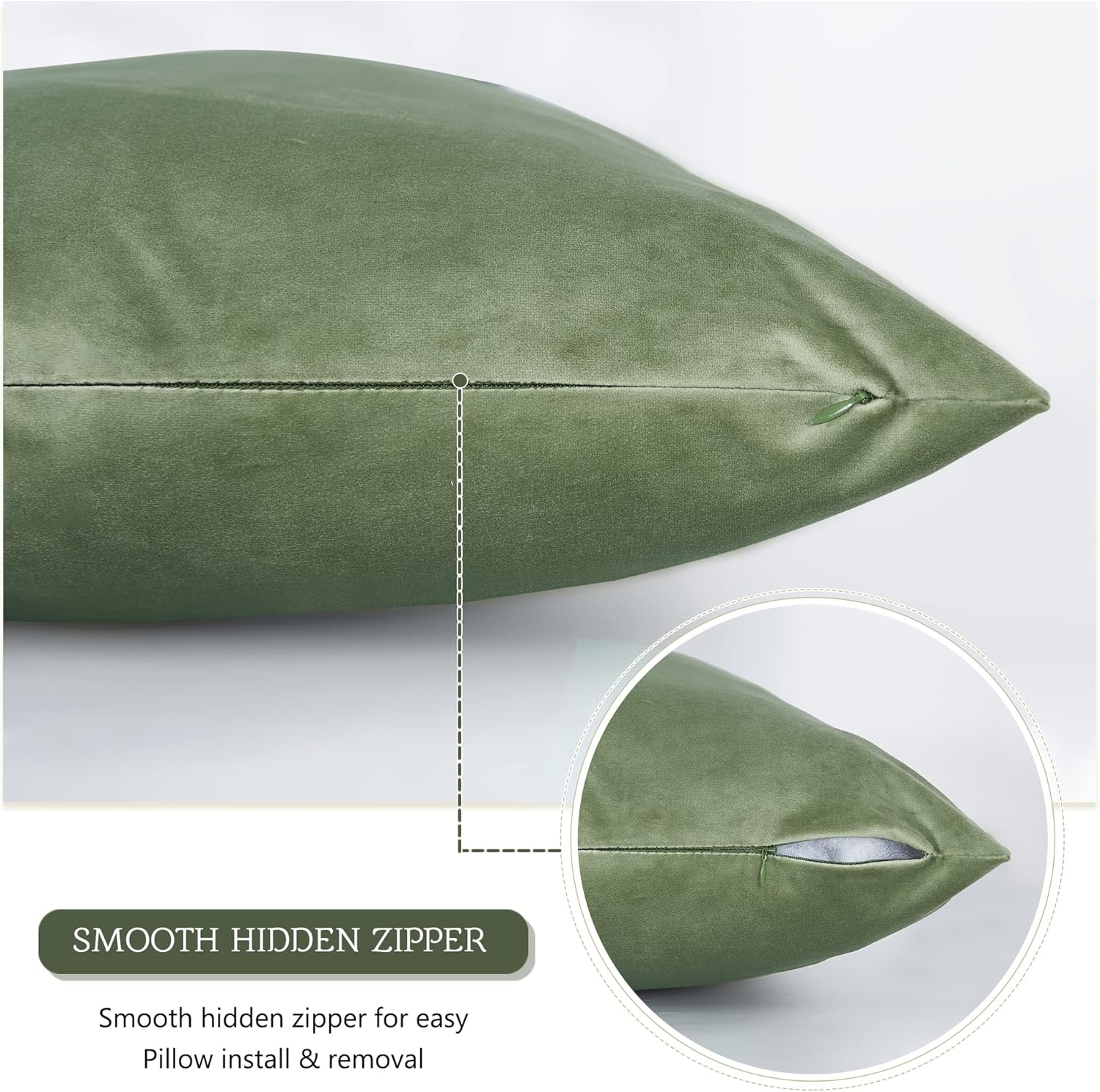 StangH Funda de almohada corporal verde salvia, 20 x 54 pulgadas, fundas de almohada de terciopelo suave para bebécama de embarazo, fundas de