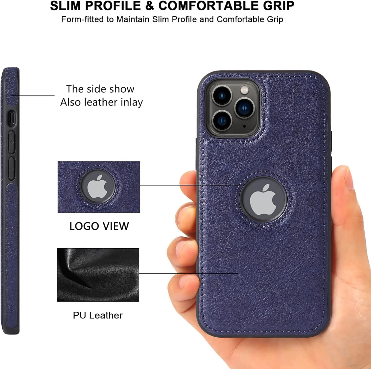 Funda protectora de piel de lujo con diseño único para iPhone 11 Pro Max, antideslizante, resistente a los arañazos, ultra delgada, funda protectora