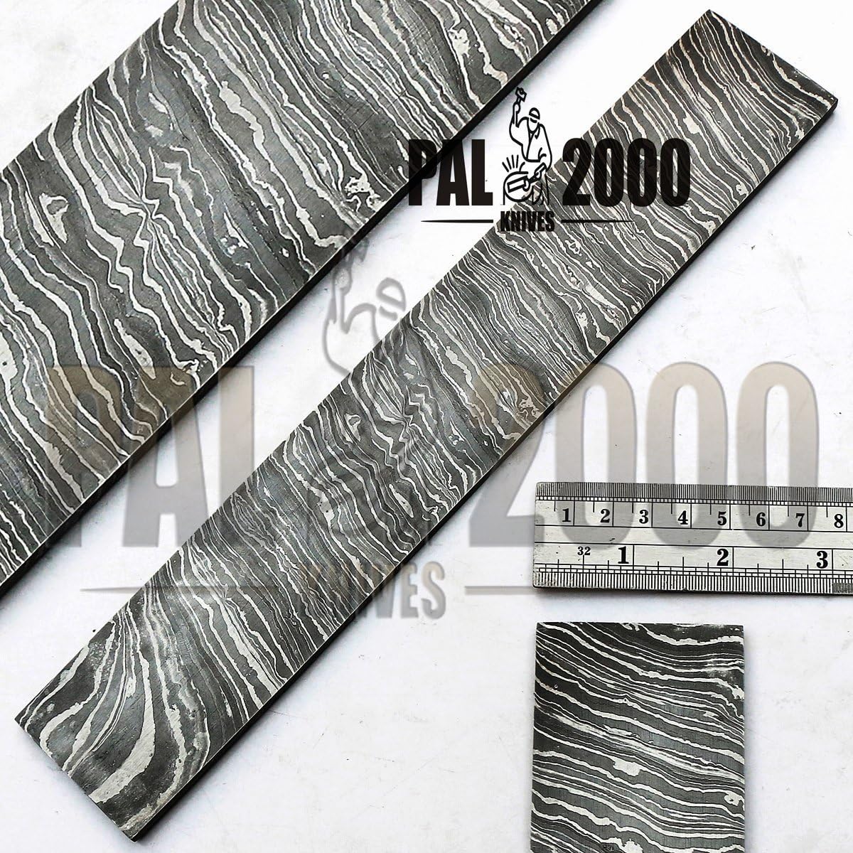 PAL 2000 KNIVES Barra de acero de Damasco hecha a mano  Patrón de hoja en blanco de Damasco de palanquilla de acero de Damasco personalizado 12″ x