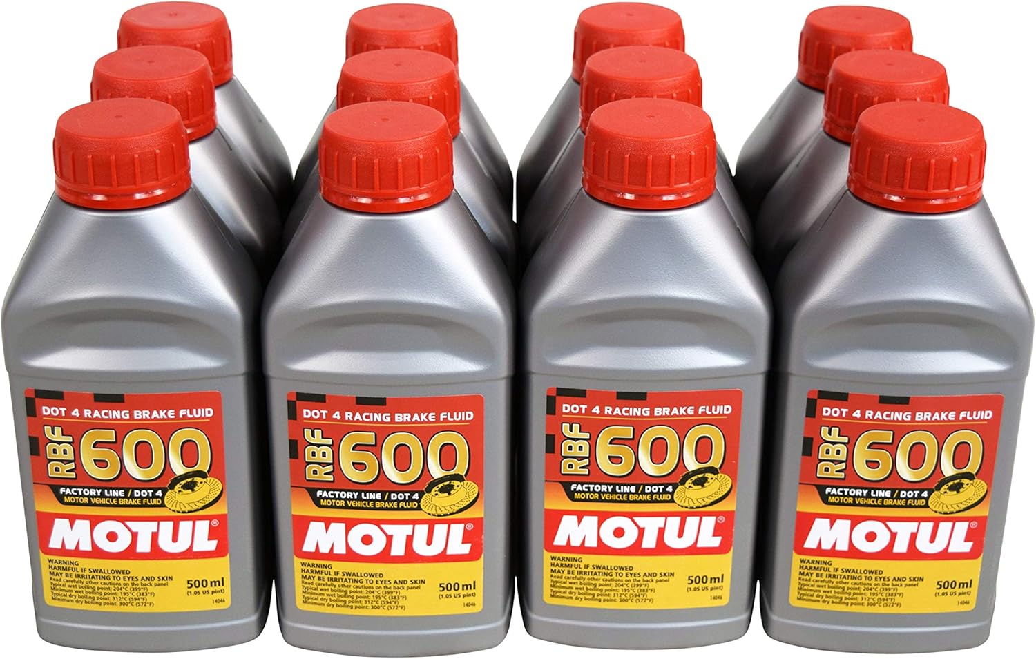 Motul MTL100949 8068HL RBF 600 Aceite de línea de fábrica Dot-4 100 % Sintético de Freno de Carrera – 500, 300 ml, 10 onzas líquidas, 12 botellas, 12