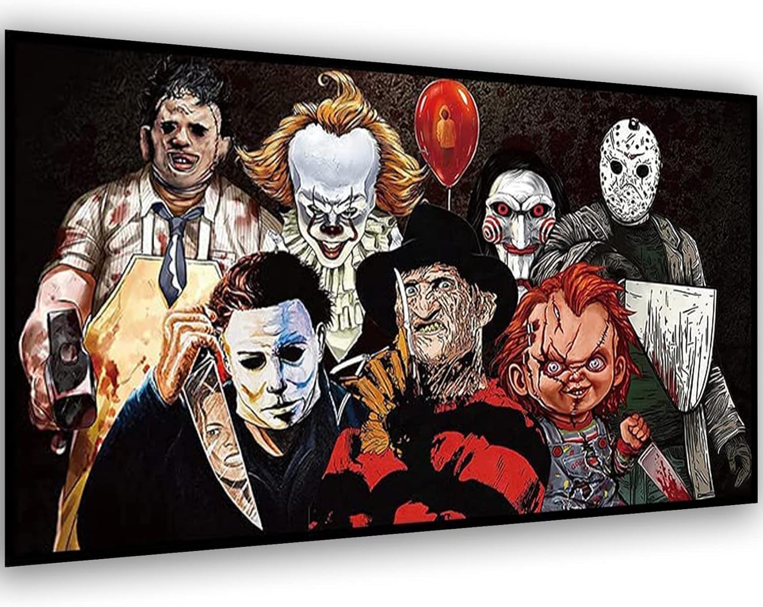Pintura de terror grande por números para adultos, kits de pintura acrílica de Halloween para adultos por números sobre lienzo, 16 x 24 pulgadas,