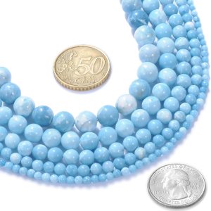 Cuentas redondas sueltas de larimar natural de 0.394 pulgadas (0.394 in), pulsera de piedra de cristal, accesorios para collares, manualidades para Cuentas redondas sueltas de larimar natural de 0.394 pulgadas (0.394 in), pulsera de piedra de cristal, accesorios para collares, manualidades para