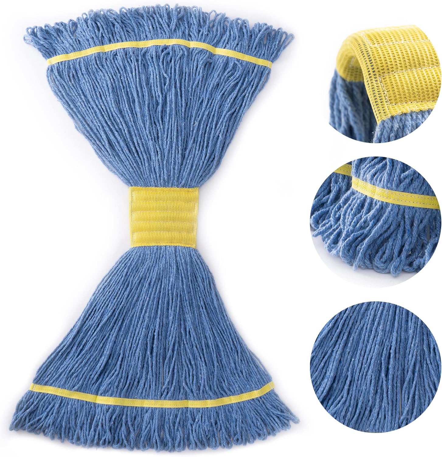 MATTHEW CLEANING PRODUCTS Paquete de 12 cabezales de fregona de algodón de grado comercial, repuesto de trapeador de cuerda resistente, diadema de 6