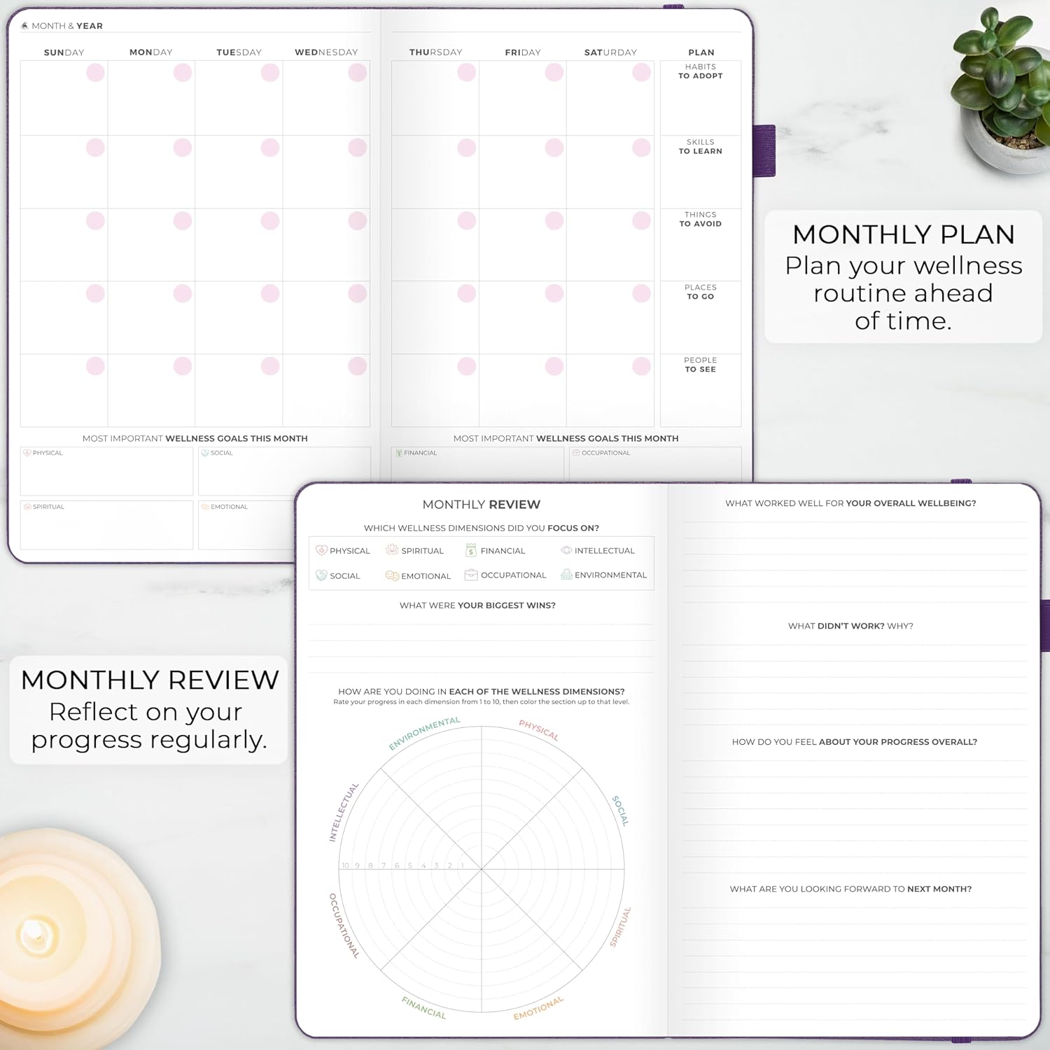 Clever Fox Wellness Planner Premium – Diario de estilo de vida diario para apoyar la salud, la nutrición y el ejercicio – Diario de vida saludable