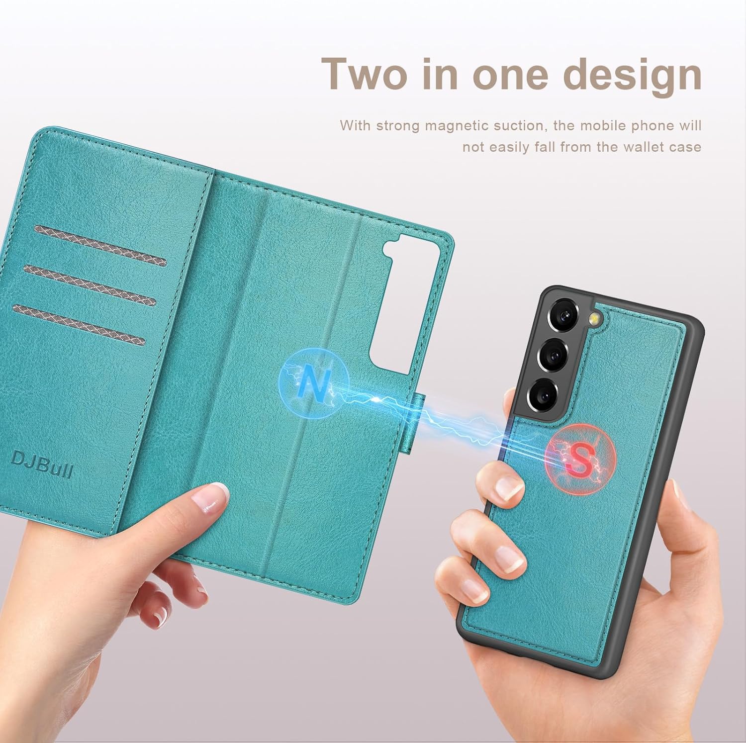 Funda tipo cartera desmontable 2 en 1 para Samsung Galaxy S22 5G con tarjetero de crédito con bloqueo RFID, funda protectora de piel sintética para