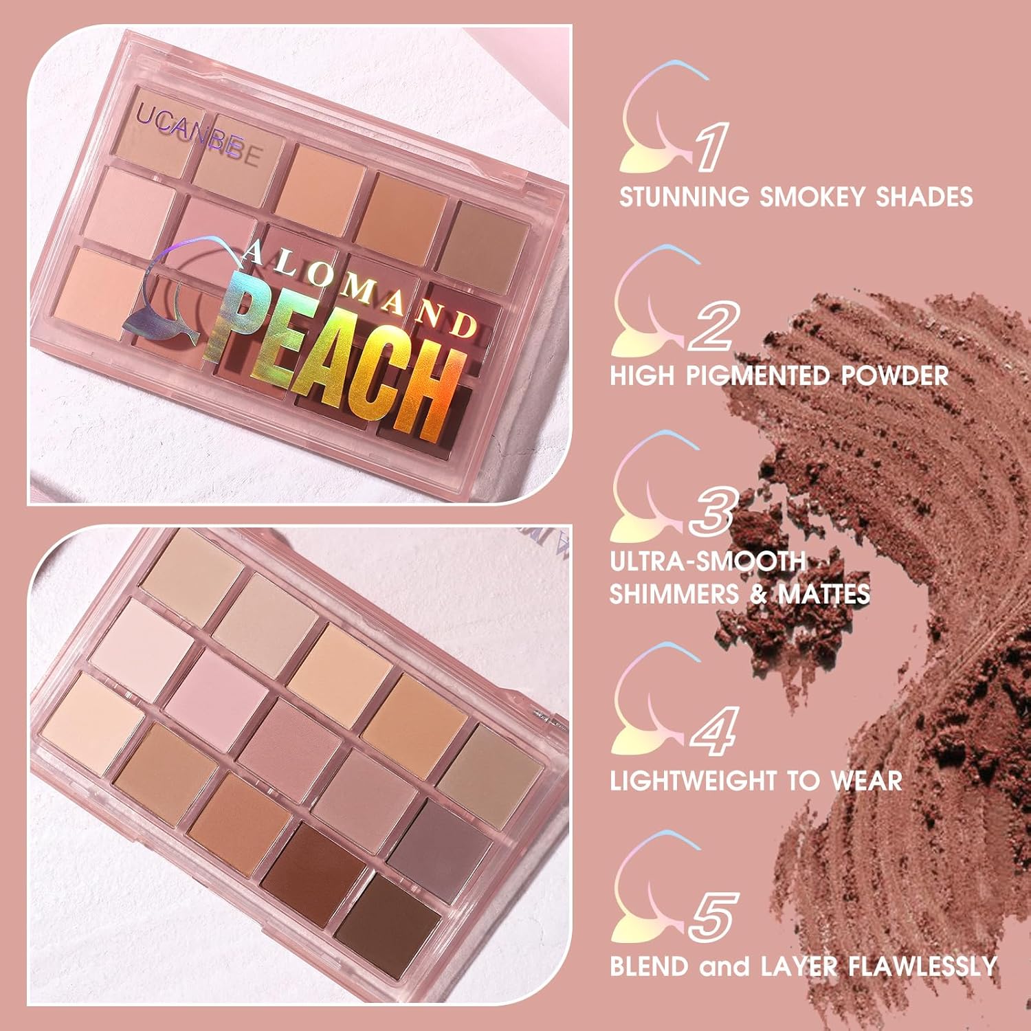 UCANBE Paleta de sombra de ojos mate neutra, paleta de maquillaje de ojos marrón topo nude, tono cálido natural, alta pigmentación, mezclable y