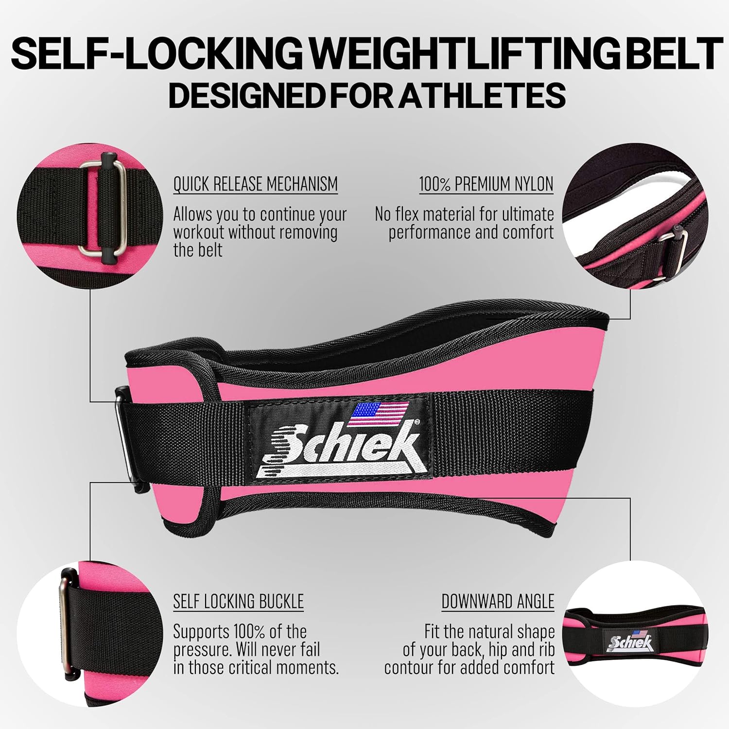 Schiek Modelo deportivo 2004 Nylon 4 34″ Cinturón de levantamiento de pesas – Negro