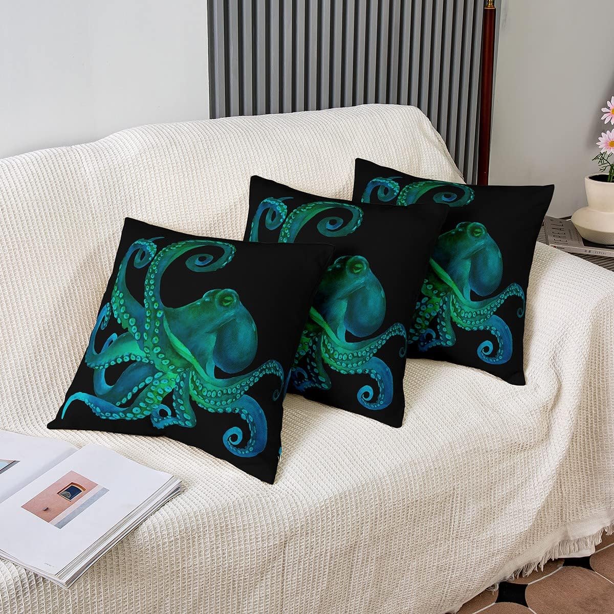 Erosebridal Octopus – Juego de 2 fundas de almohada de 24 x 24 pulgadas, fundas de almohada decorativas de pulpo 3D, fundas de almohada decorativas
