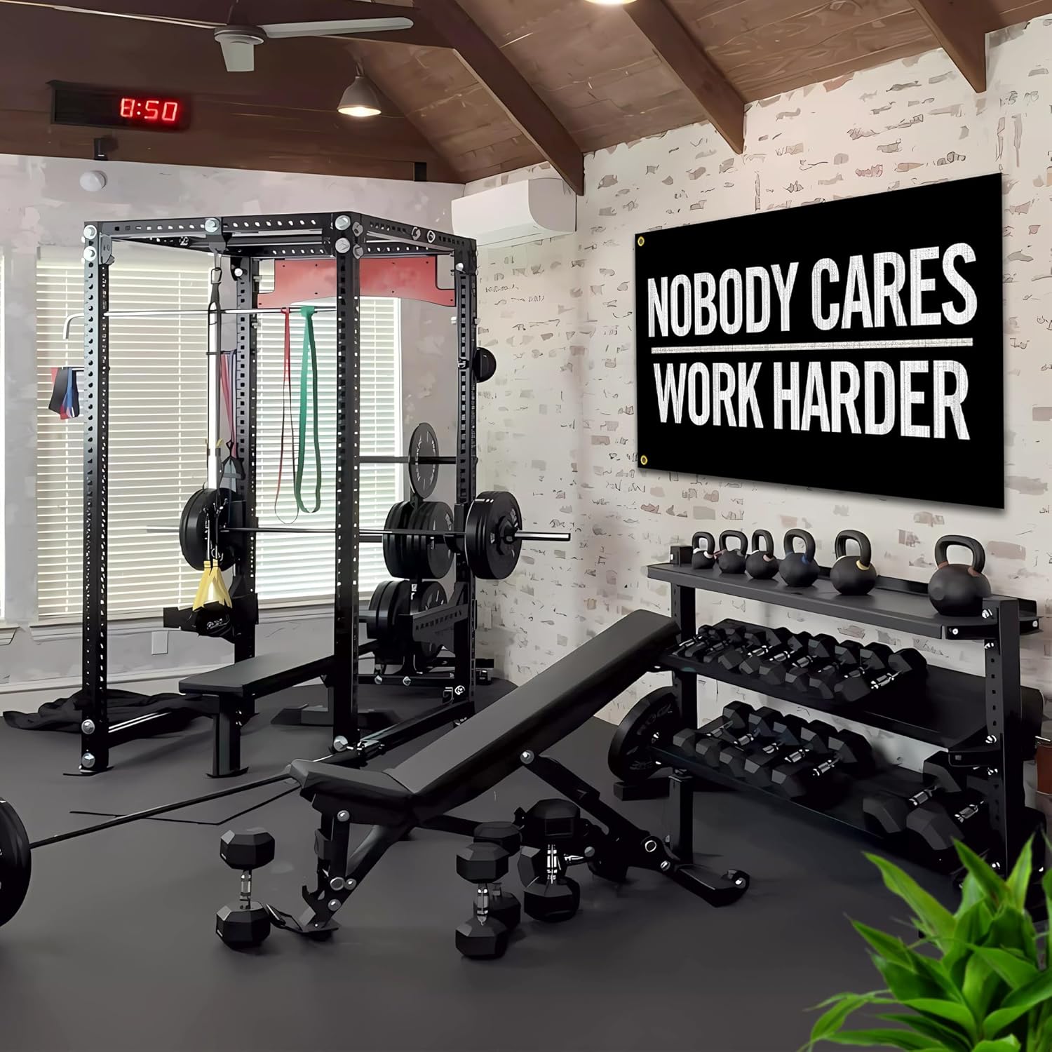 Bandera de Nobody Cares Work Harder de 3 x 5 pies, banderas inspiradoras de fitness para el hogar, gimnasio, decoración de pared, habitación,