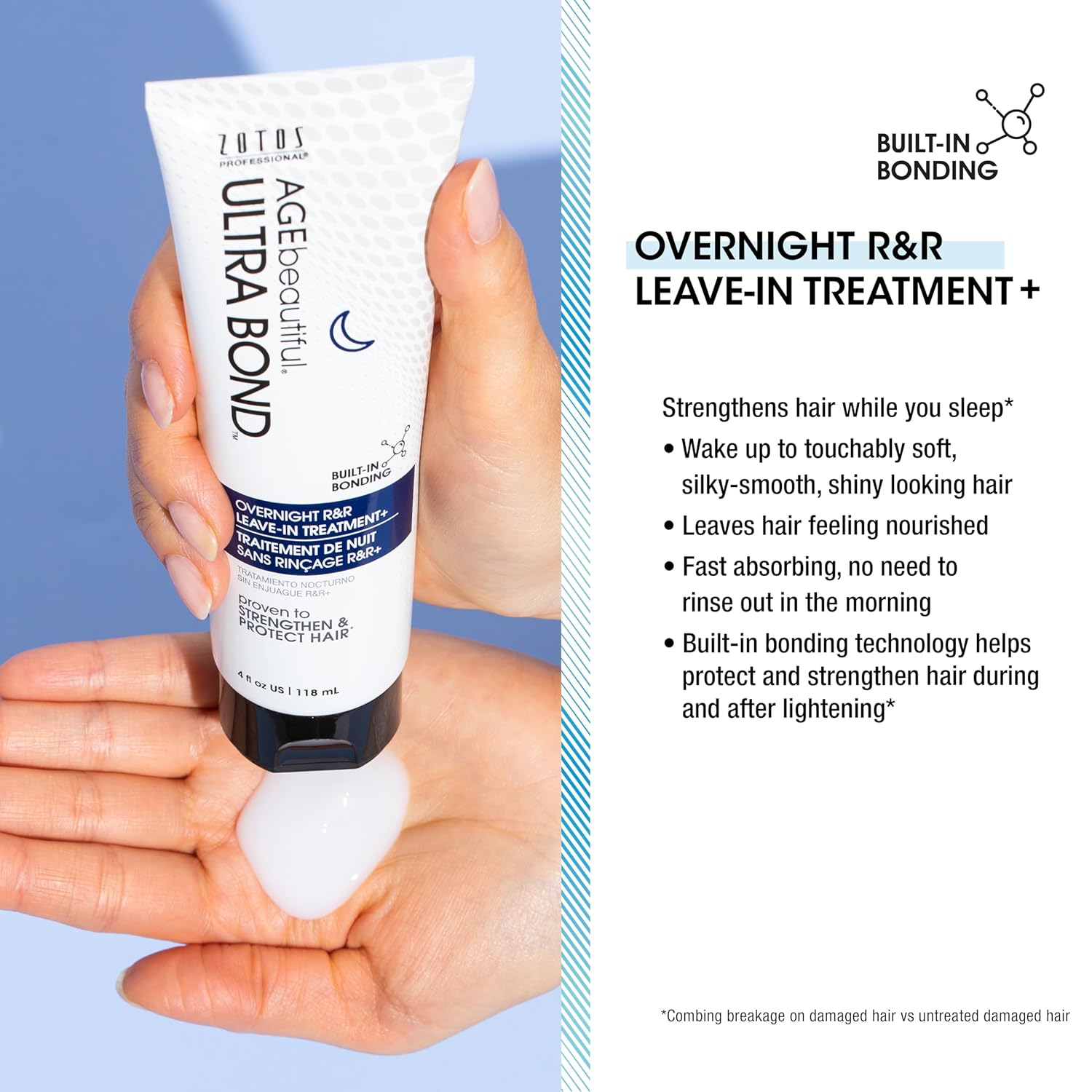 ULTRA BOND Overnight R&R Strengthen – Tratamiento capilar sin enjuague con unión integrada, diseñado para proteger el cabello rubio tratado con
