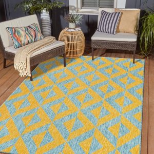Unique Loom Unique Loom Outdoor Collection – Alfombra rectangular de 9 x 12 pies, color amarillo y aguamarinaamarillo Unique Loom Unique Loom Outdoor Collection – Alfombra rectangular de 9 x 12 pies, color amarillo y aguamarinaamarillo
