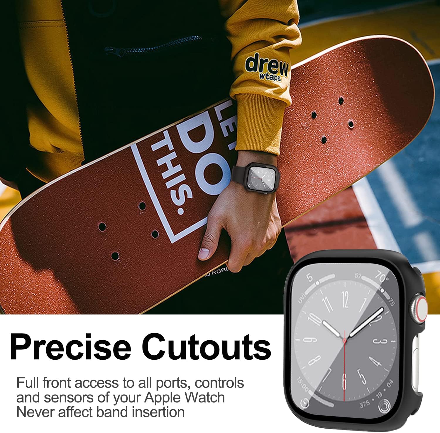 Miimall Funda compatible con Apple Watch Series 9 de 1.614 pulgadas con protector de pantalla antiarañazos, a prueba de golpes, policarbonato duro y