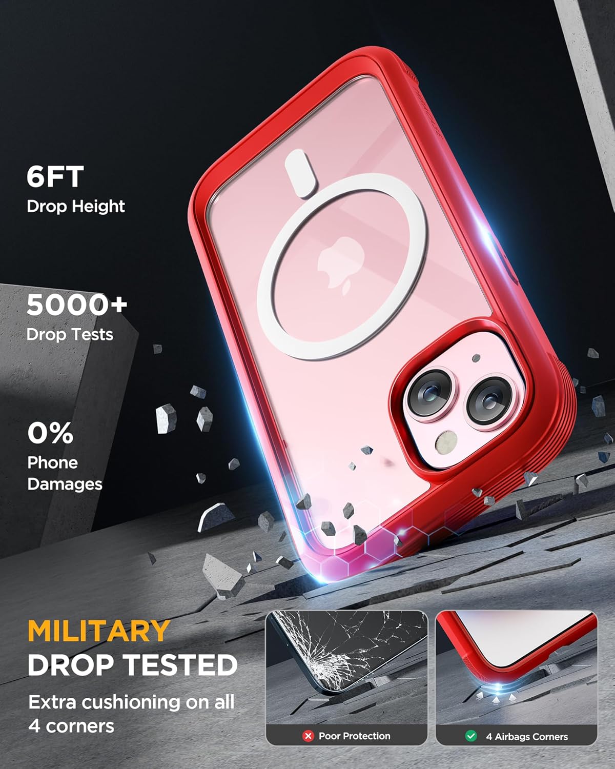 Miracase Glass Series – Funda para iPhone 15 compatible con MagSafe Funda magnética de cuerpo completo con protector de pantalla integrado de vidrio