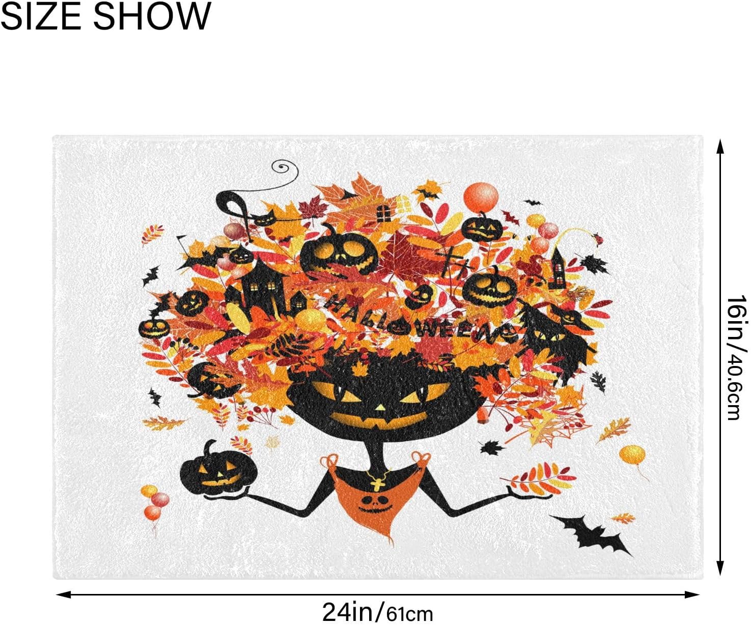 Bathroom Rugs Sets 2 Piece 24×16+24×20 Inch,Soft U-Shaped Contour Toilet Rug Halloween Pumpkin Head Non-Slip Absorbent Bath Floor Mat Carpet Set