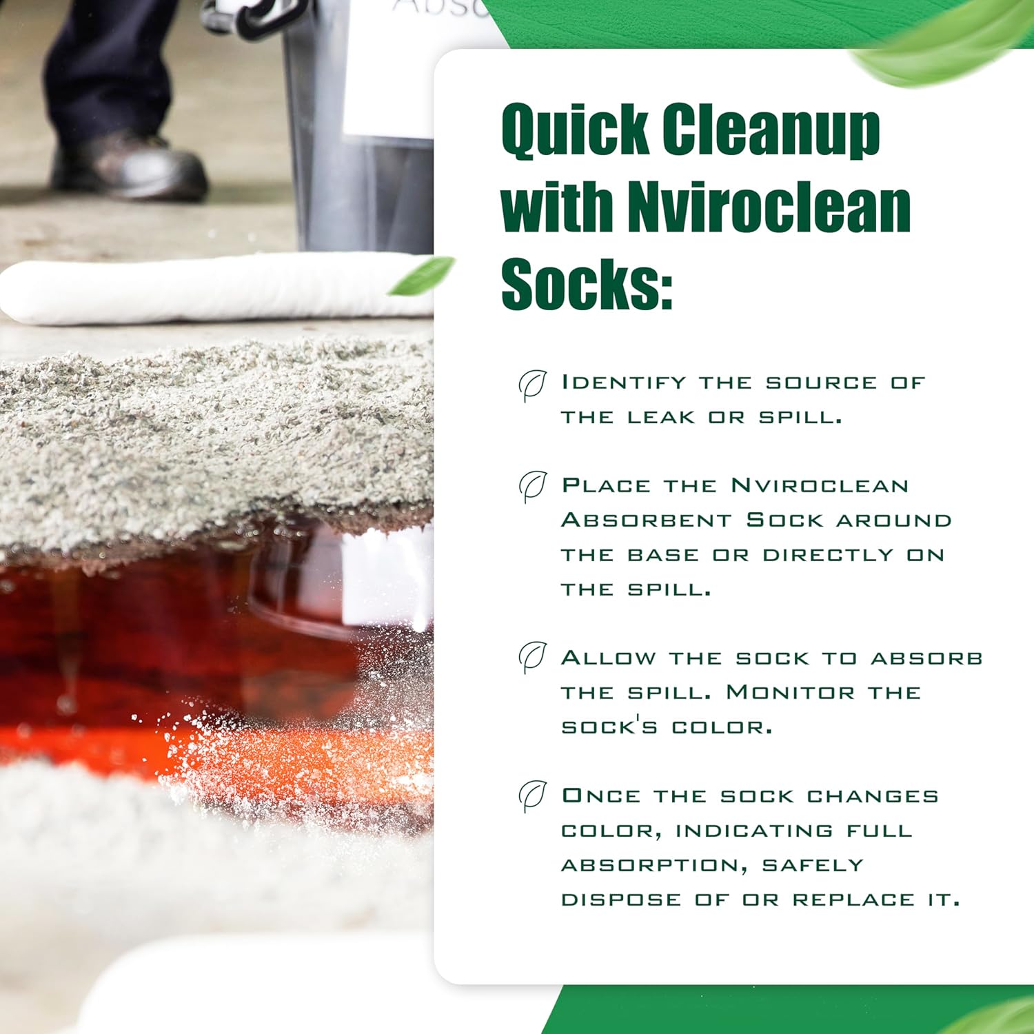 Marine Spill Sock for Spills on Water Cleanup – Calcetines desechables absorbentes para todas las fuentes de agua, paquete de 3 – Fabricado en