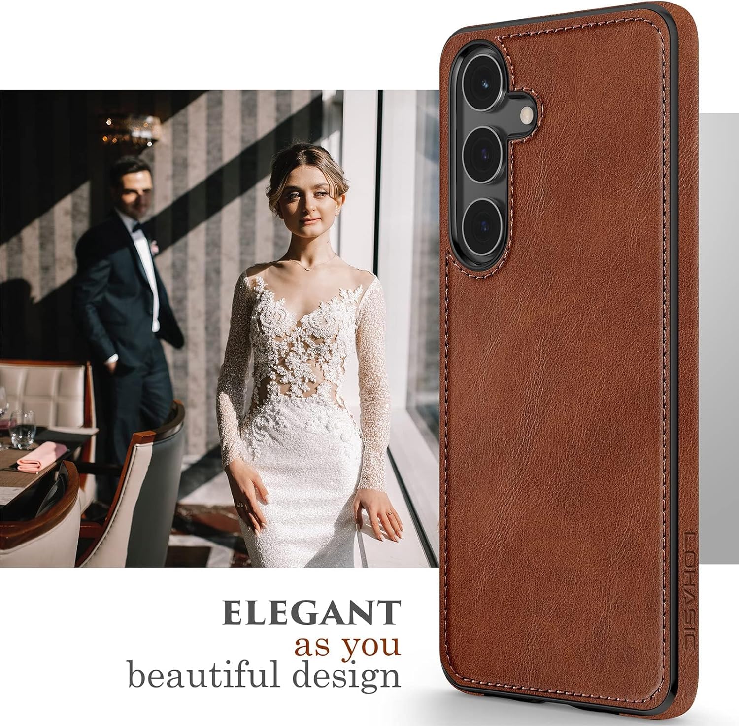 LOHASIC Funda para teléfono Samsung Galaxy A14 5G, elegante funda de piel sintética con puntada retro vintage para hombres y mujeres, agarre